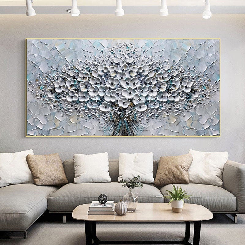 Elegant Floral Texture Painting, Abstract Art 