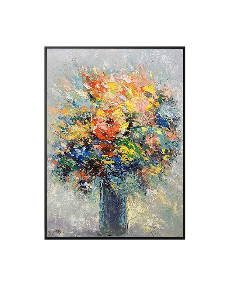 Vibrant Abstract Floral Bouquet Painting in Bold, Bright Colors #MM287