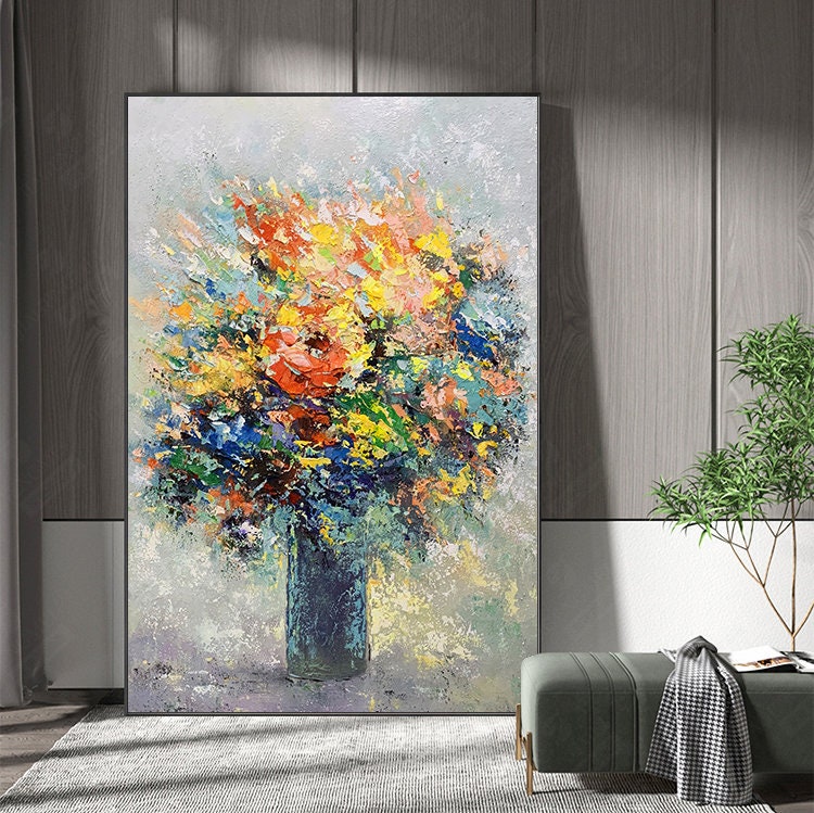 Vibrant Abstract Floral Bouquet Painting