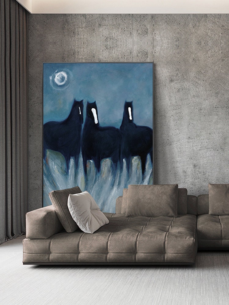 Abstract Horse Portrait, Black & White Art, Contemporary Style #MM308