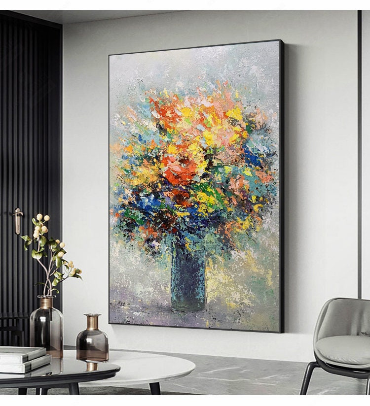 Vibrant Abstract Floral Bouquet Painting in Bold, Bright Colors #MM287