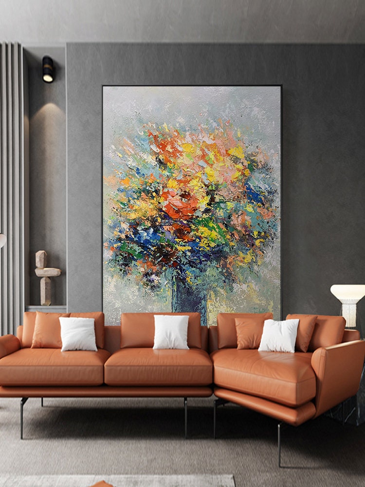 Vibrant Abstract Floral Bouquet Painting in Bold, Bright Colors #MM287