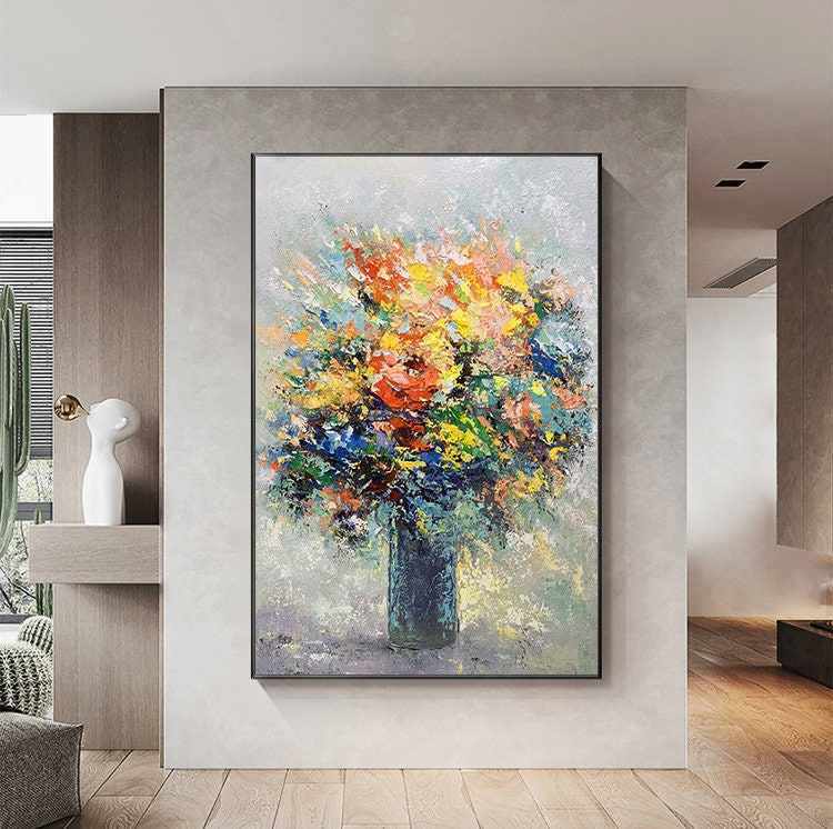 Vibrant Abstract Floral Bouquet Painting in Bold, Bright Colors #MM287