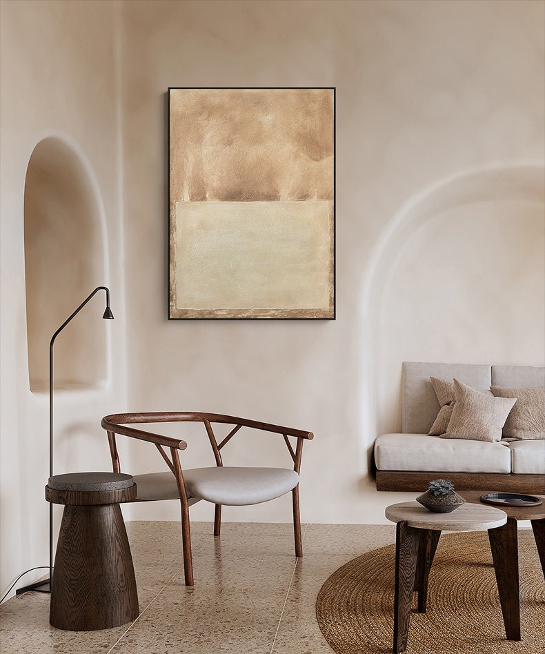 Minimalist Beige Abstract Art with Organic Texture on Canvas #MM194