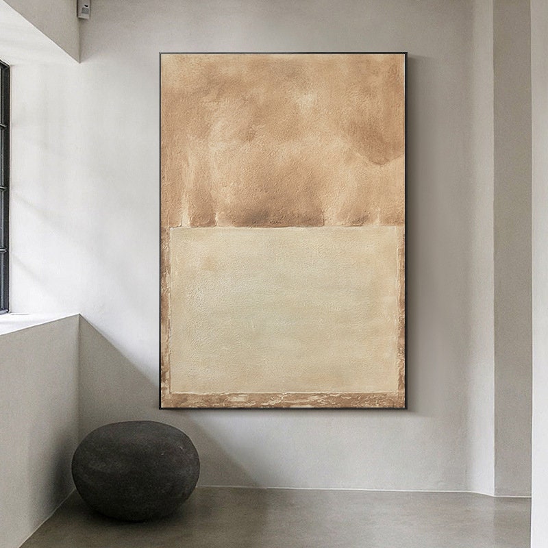 Minimalist Beige Abstract Art with Organic Texture on Canvas #MM194