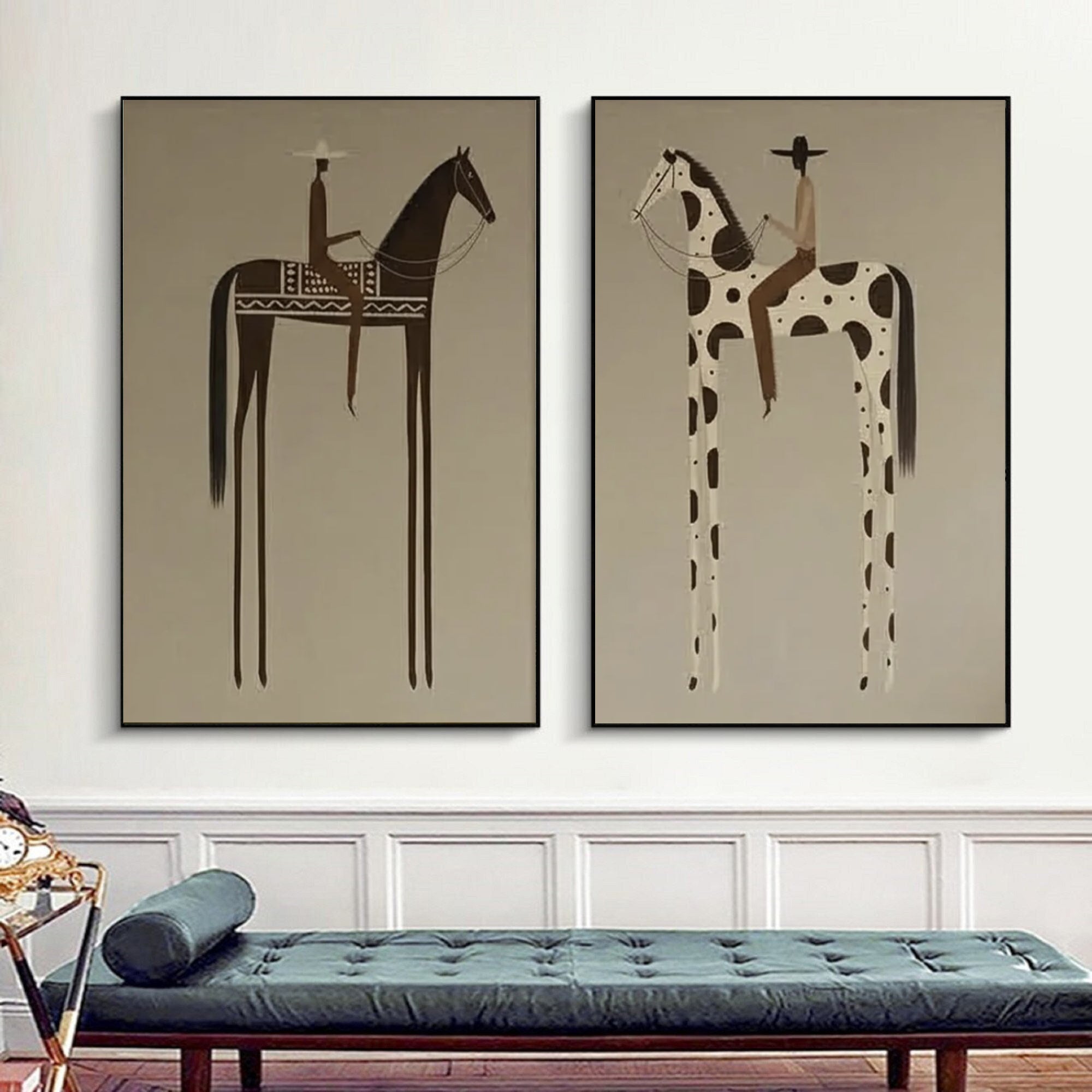 Luxury Equestrian Canvas Art Set Large Designer Horse Paintings