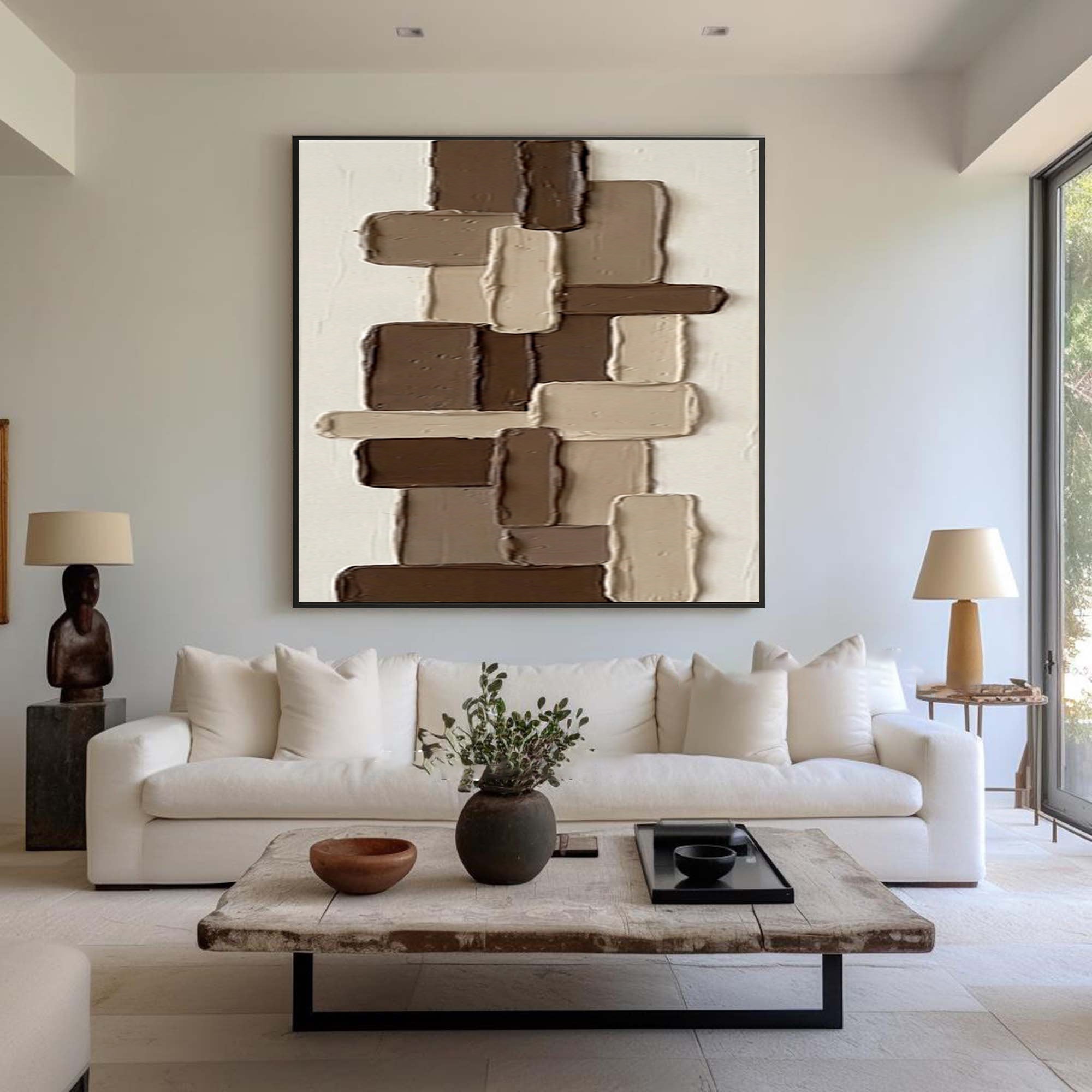 Large Earth Tone Textured Wall Art Hand Painted Abstract Canvas