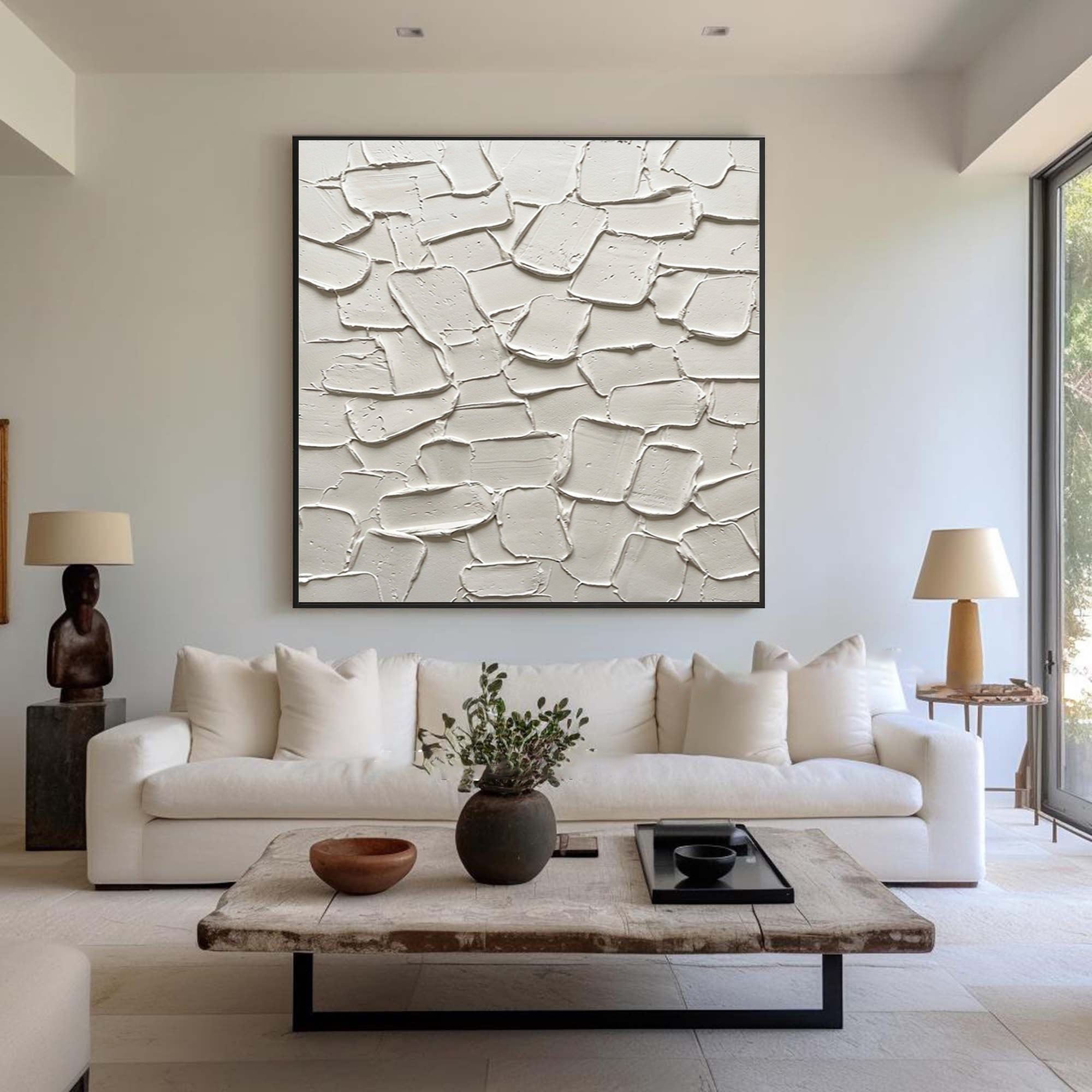 Large Stone Inspired Textured Wall Art Neutral Contemporary Canvas Painting