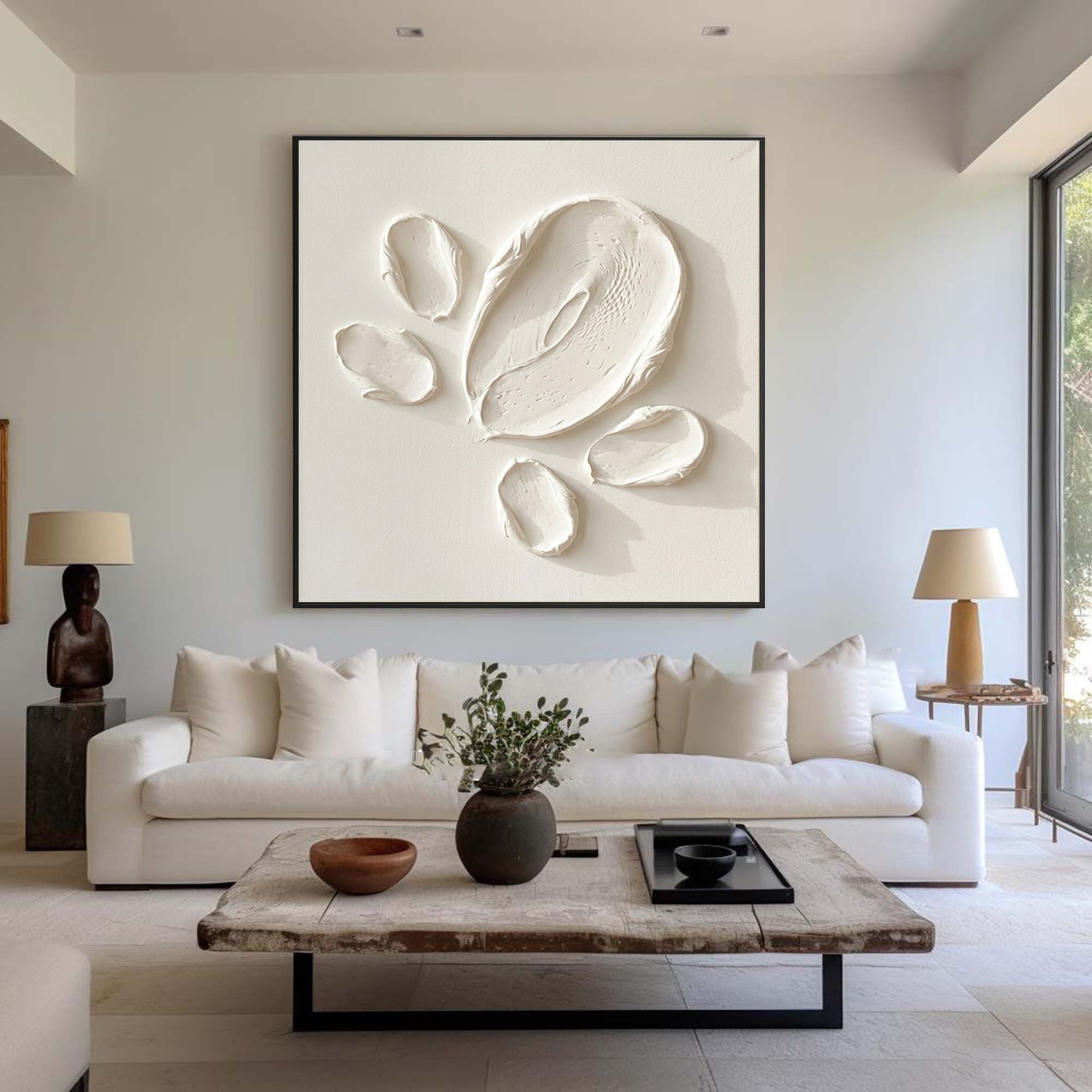 Large Minimal Relief Oil Painting for Modern Luxury Interiors