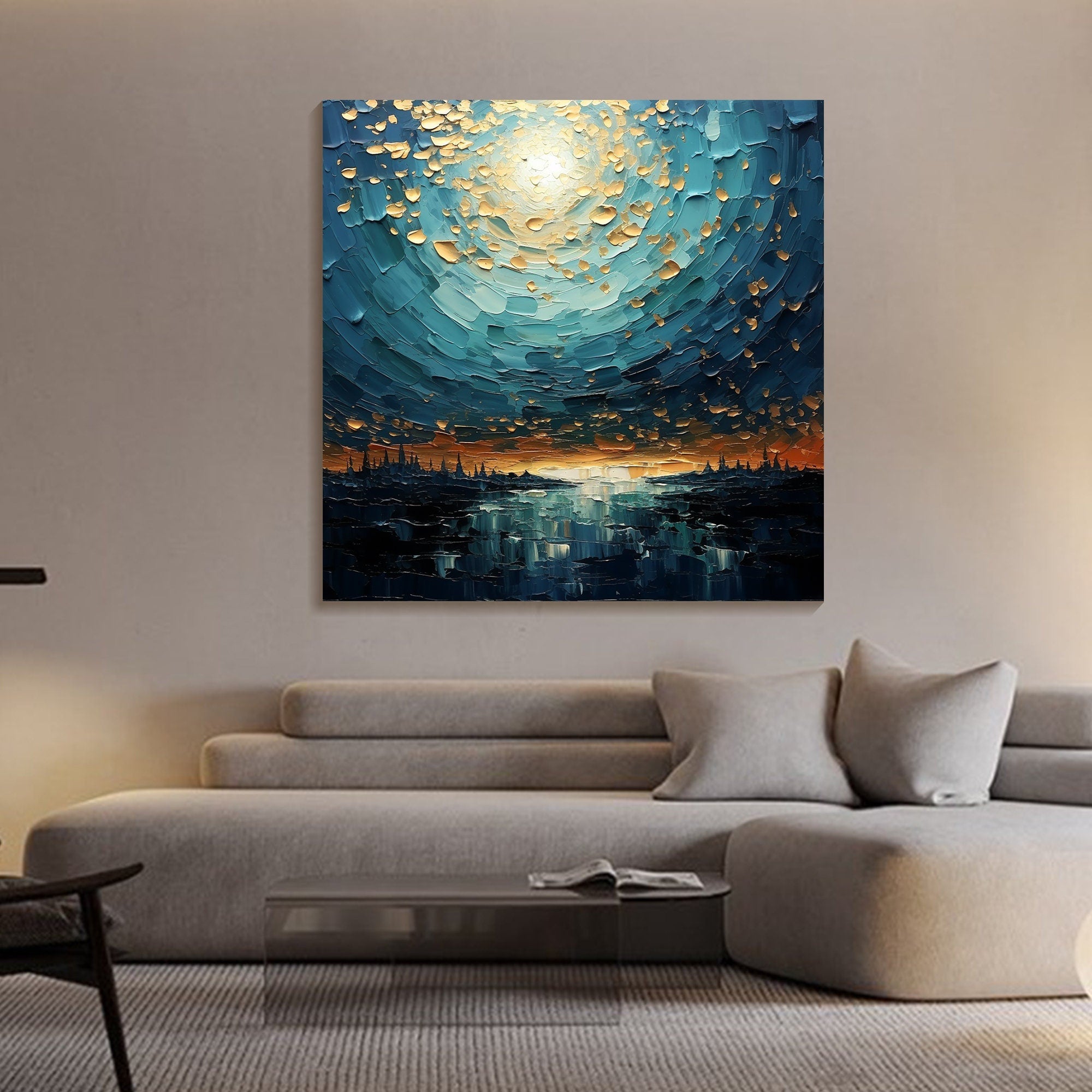 Textured Cosmic Sky With Powerful Light Abstract Wall Art #MM318