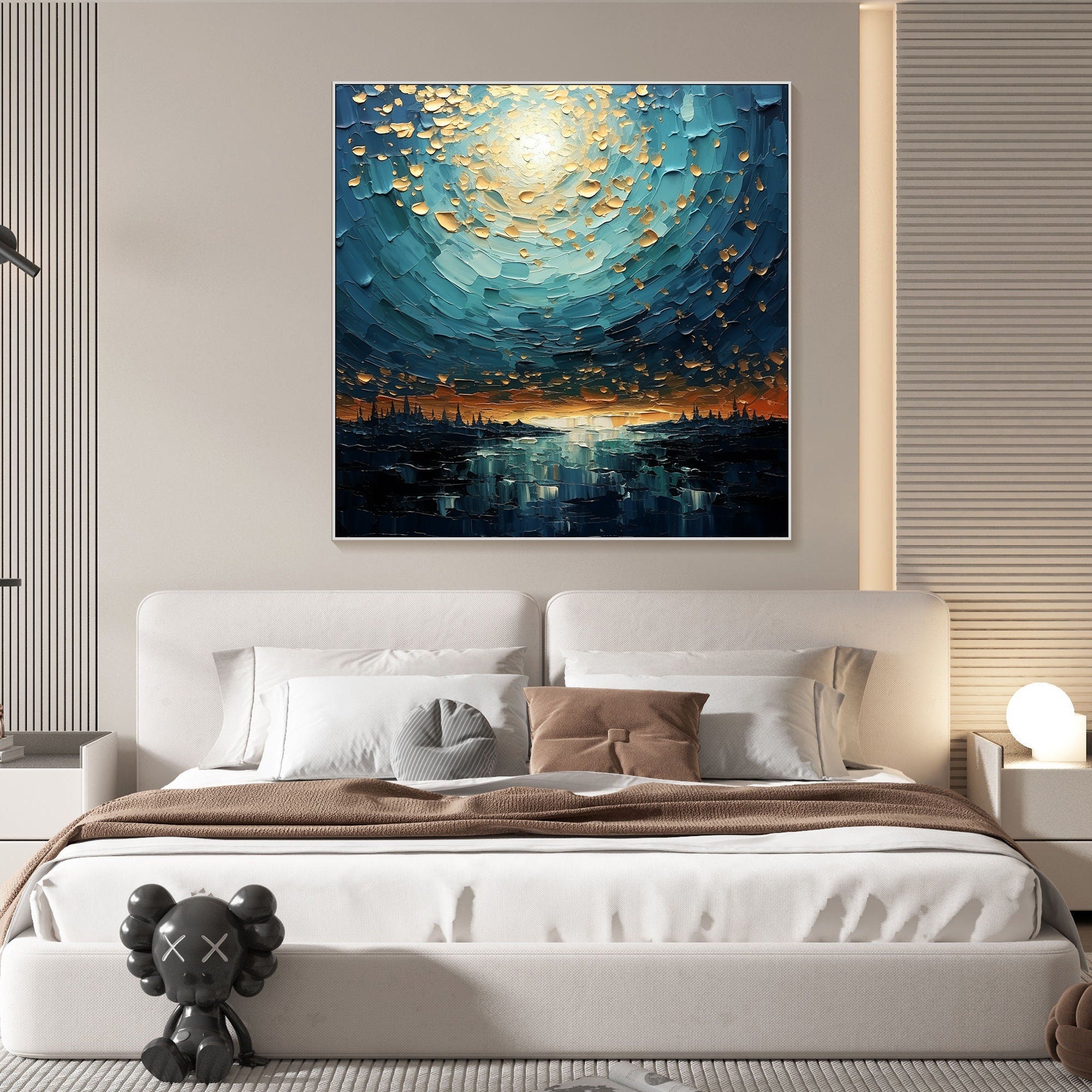 Textured Cosmic Sky With Powerful Light Abstract Wall Art #MM318