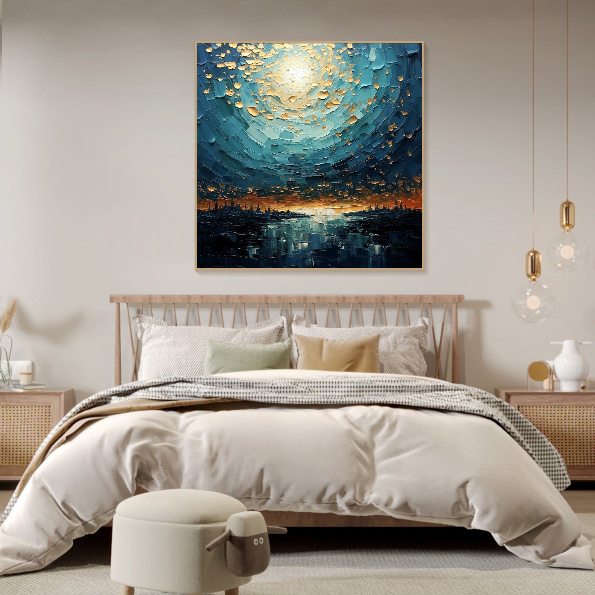 Textured Cosmic Sky With Powerful Light Abstract Wall Art #MM318