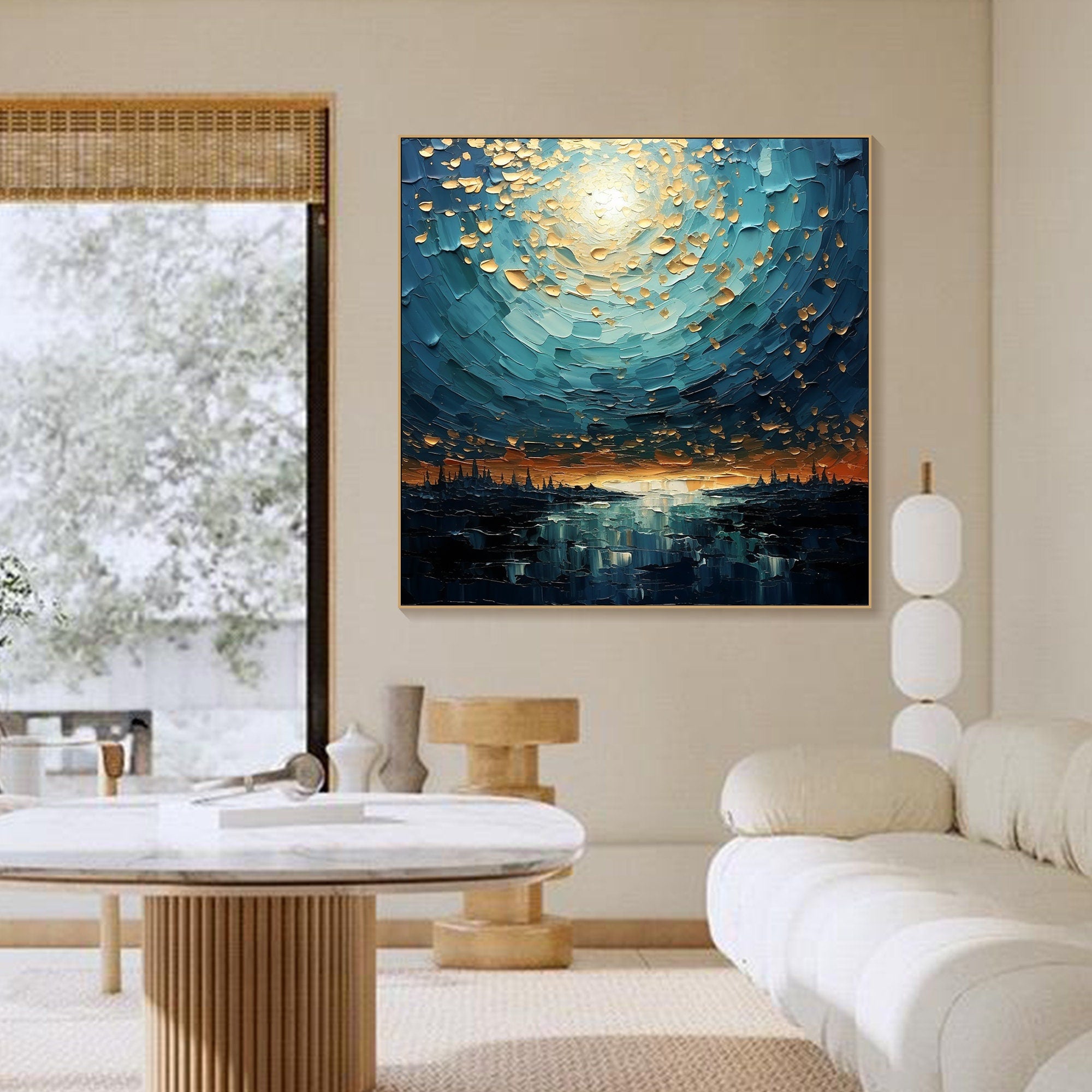 Textured Cosmic Sky With Powerful Light Abstract Wall Art #MM318