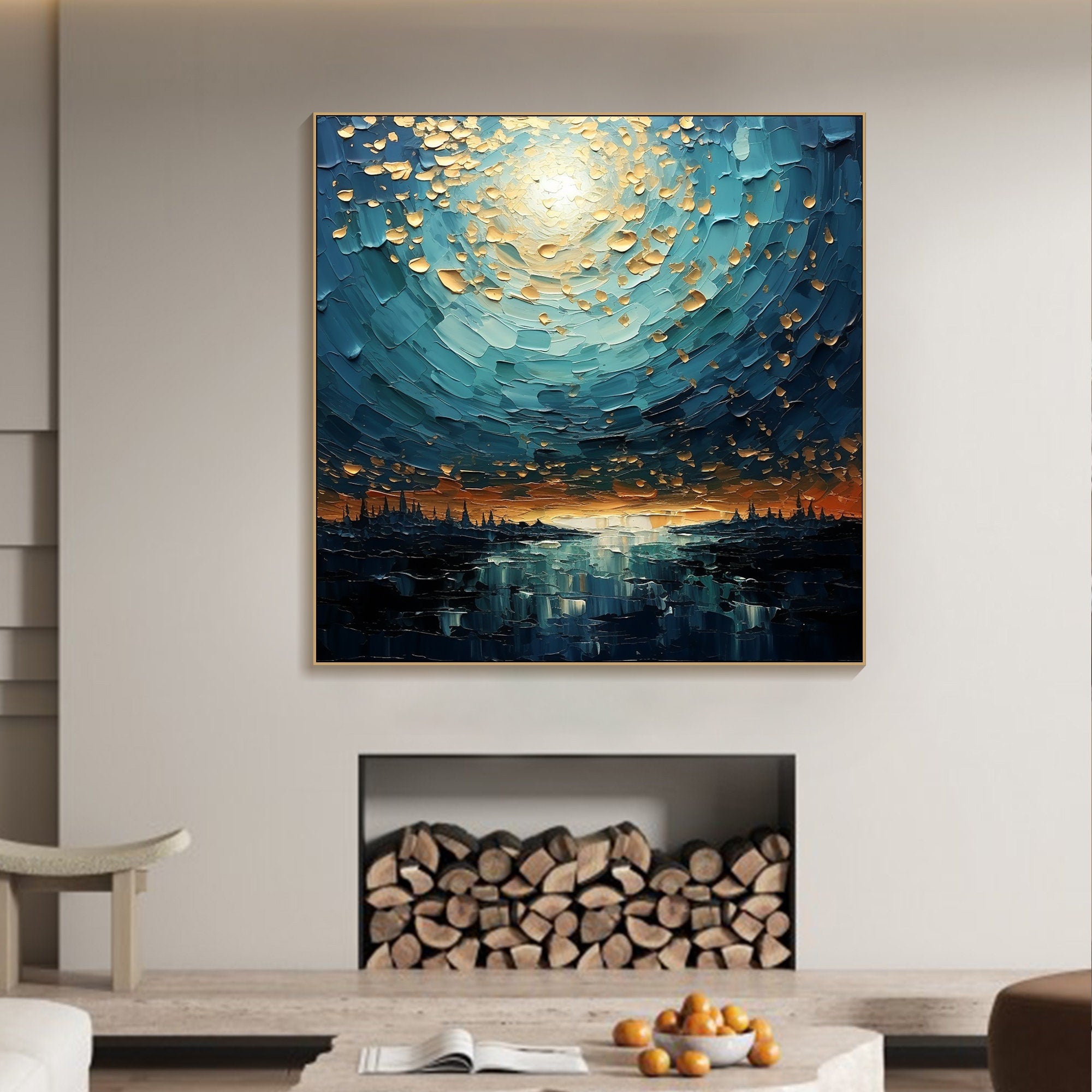 Textured Cosmic Sky With Powerful Light Abstract Wall Art #MM318