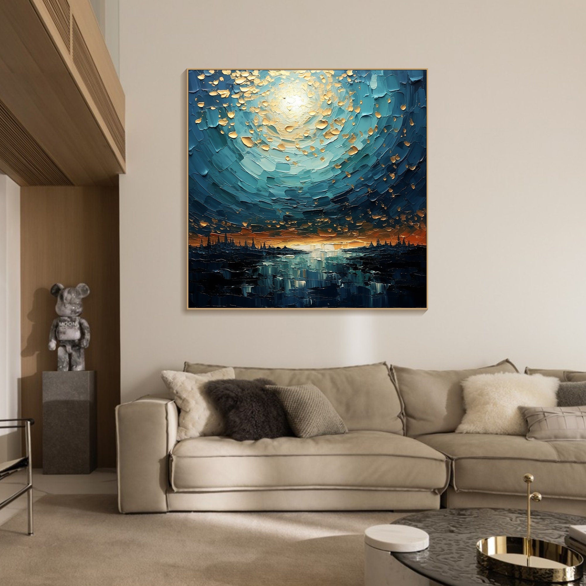 Textured Cosmic Sky With Powerful Light Abstract Wall Art #MM318