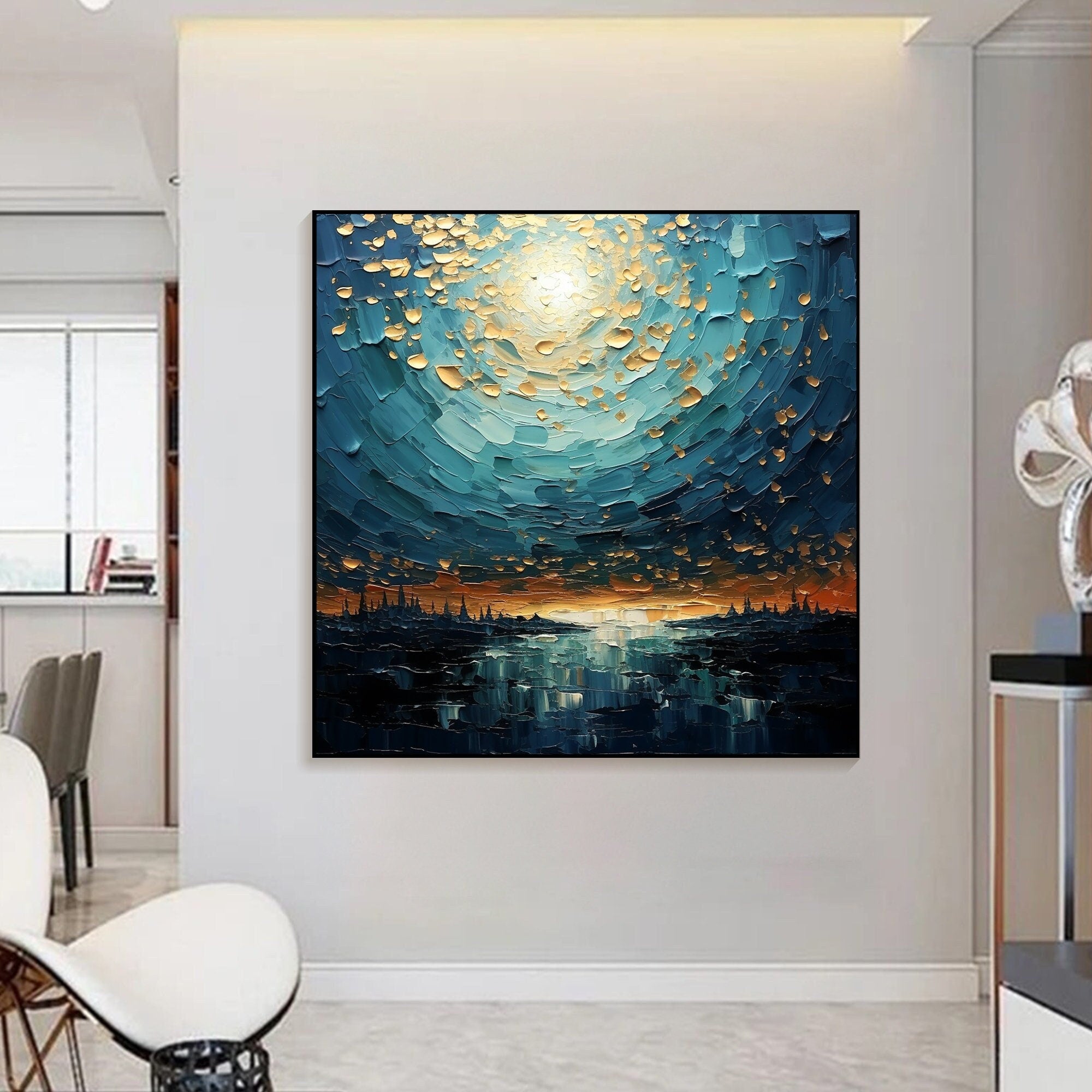 Textured Cosmic Sky With Powerful Light Abstract Wall Art #MM318