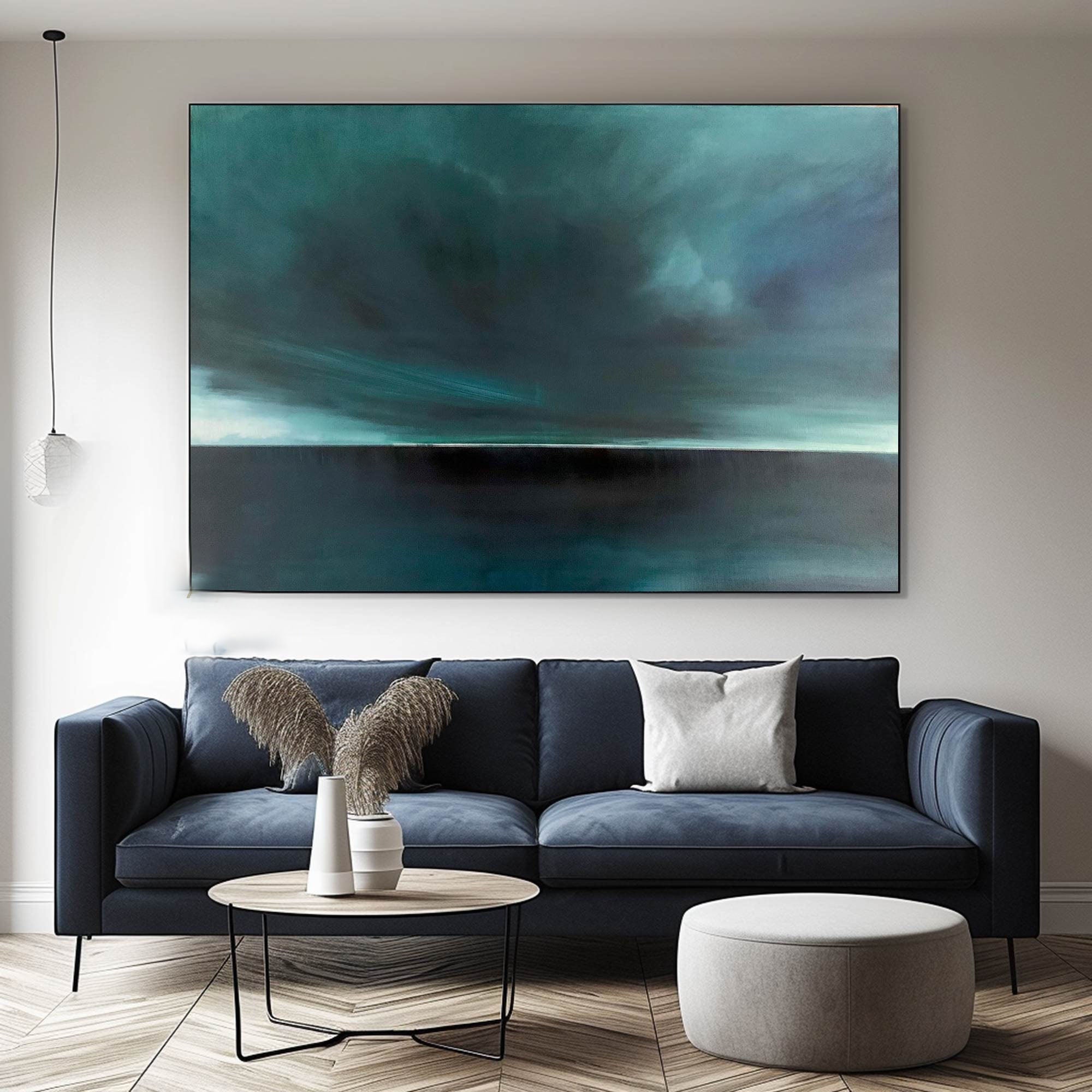 Atmospheric Ocean: Teal Abstract Painting