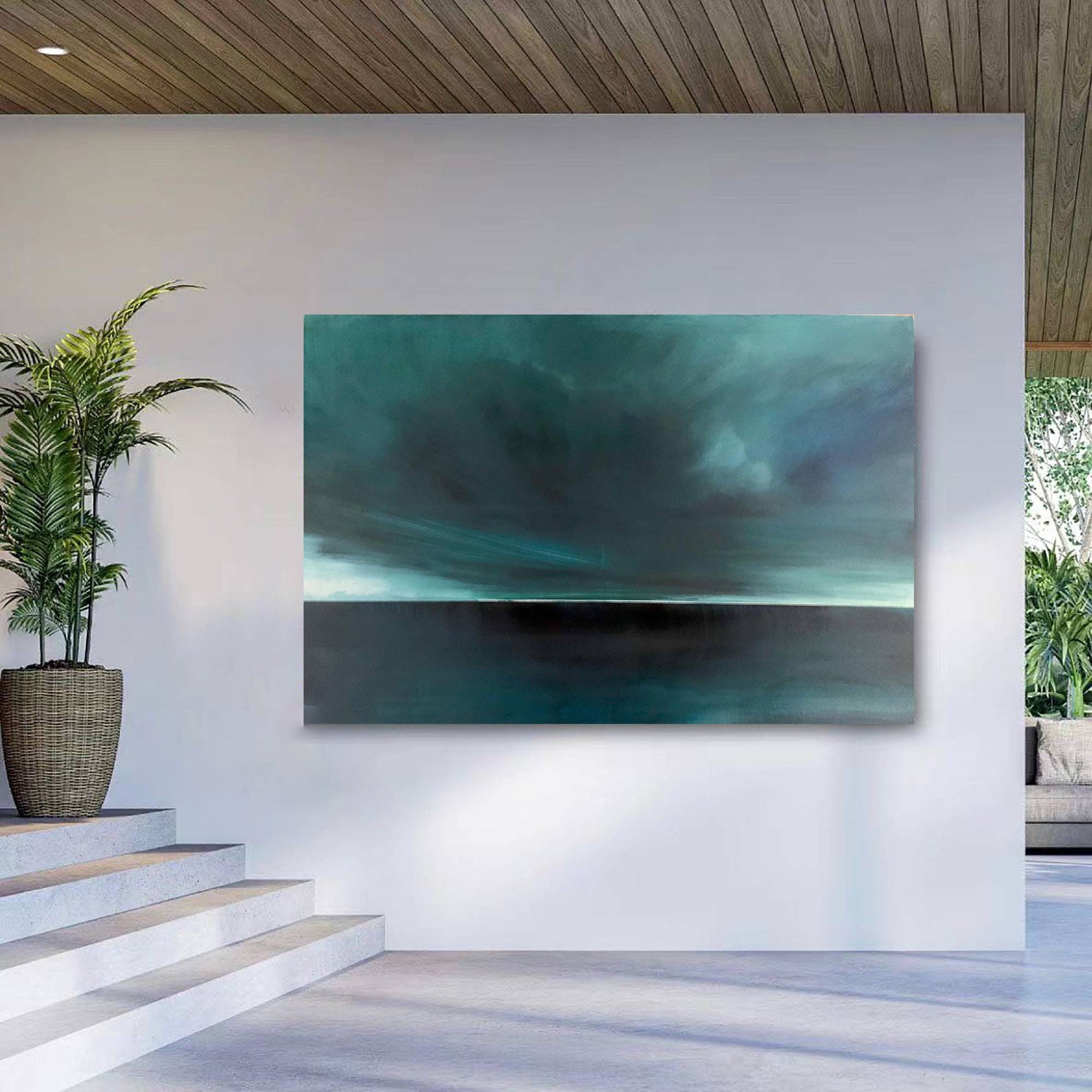 Atmospheric Ocean: Teal Abstract Painting #MM204