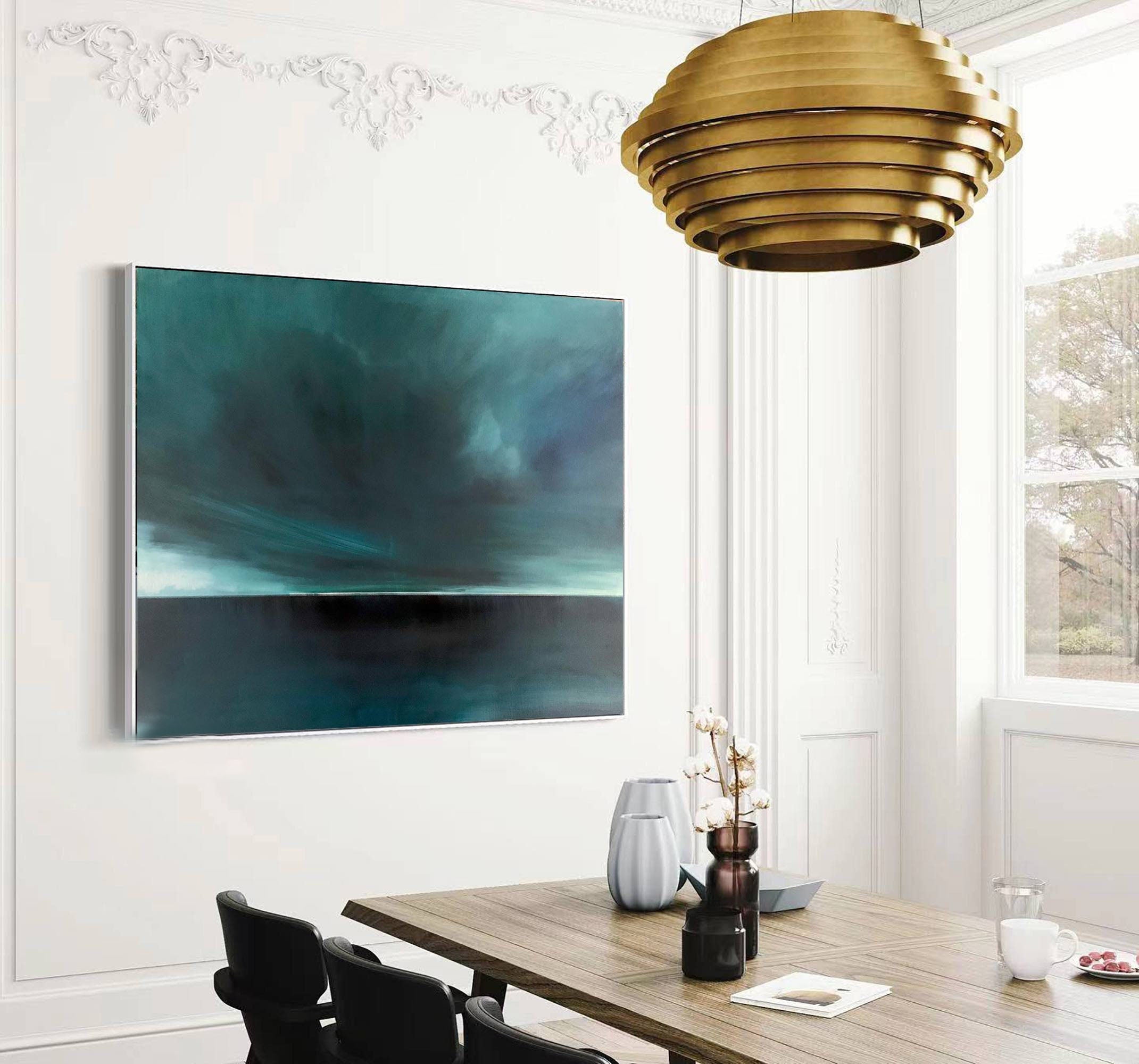 Atmospheric Ocean: Teal Abstract Painting #MM204