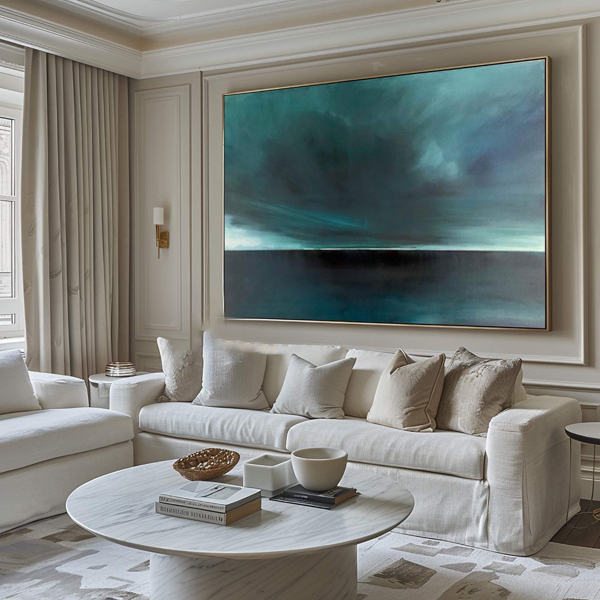 Atmospheric Ocean: Teal Abstract Painting #MM204