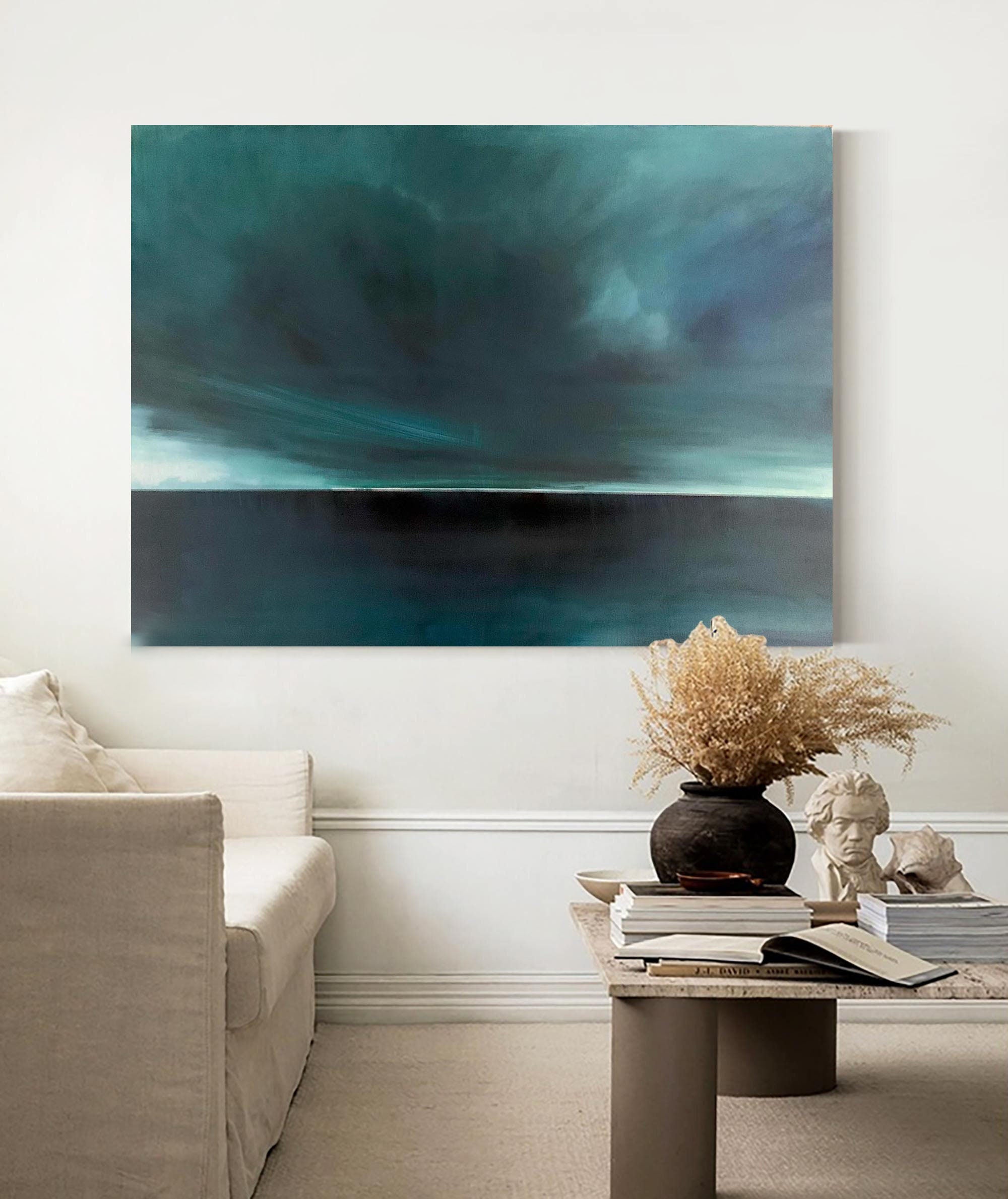 Atmospheric Ocean: Teal Abstract Painting #MM204