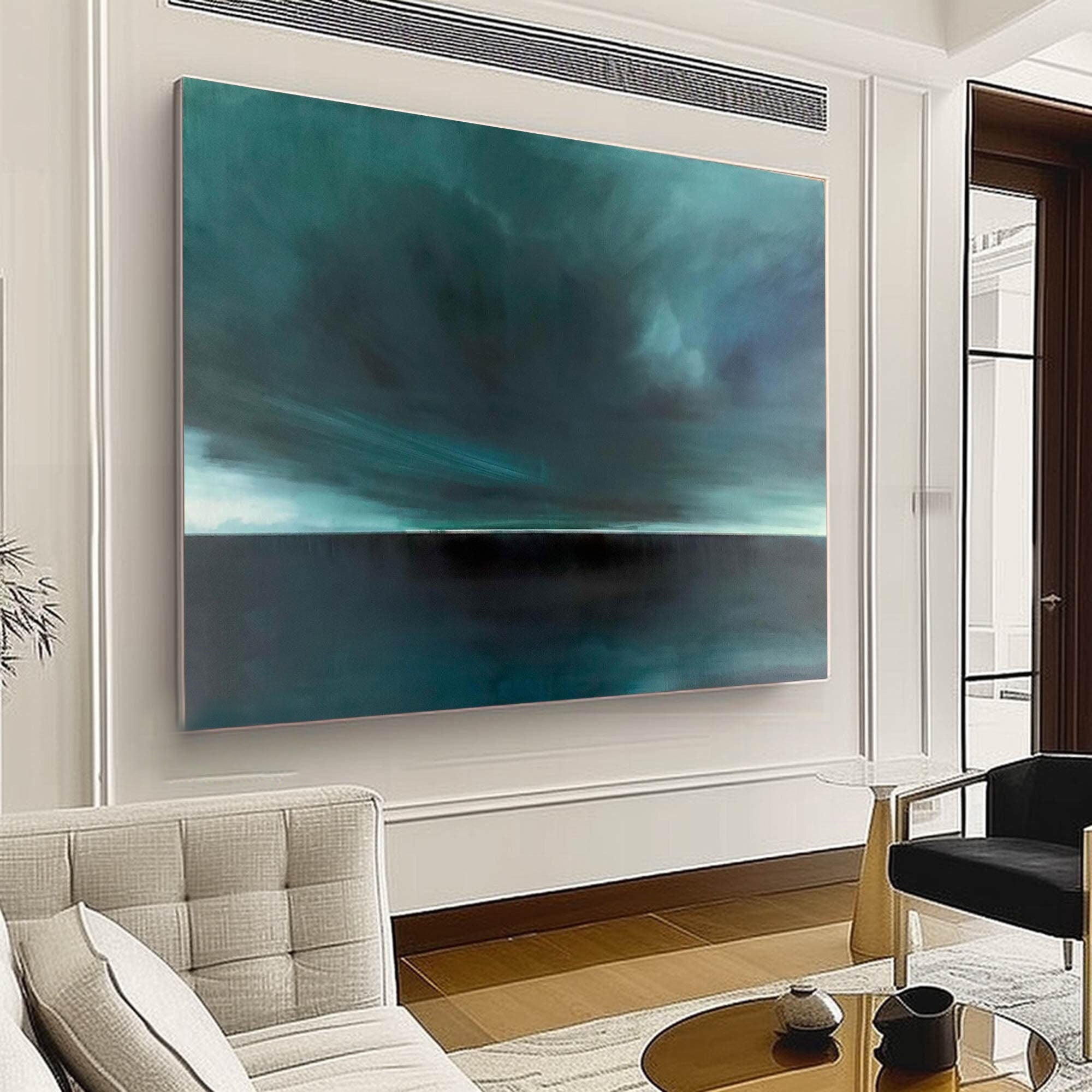 Atmospheric Ocean: Teal Abstract Painting #MM204