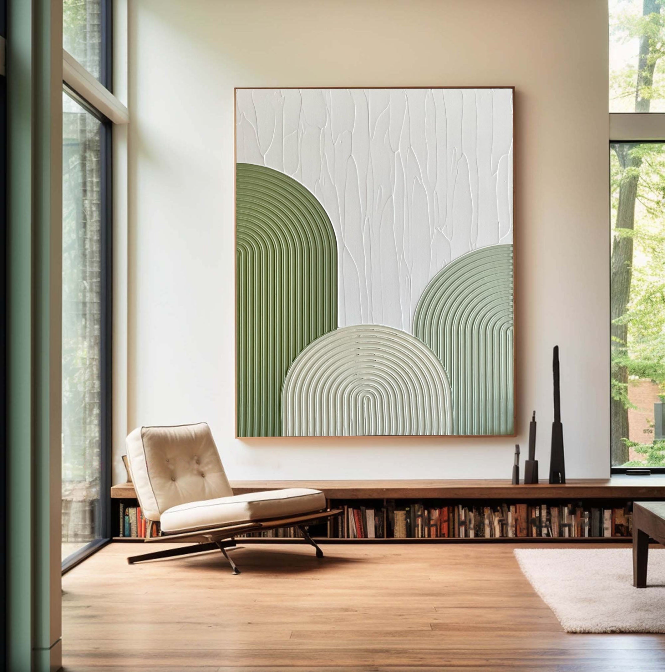 Modern Green Wall Art Nature-Inspired Canvas Painting #MM061