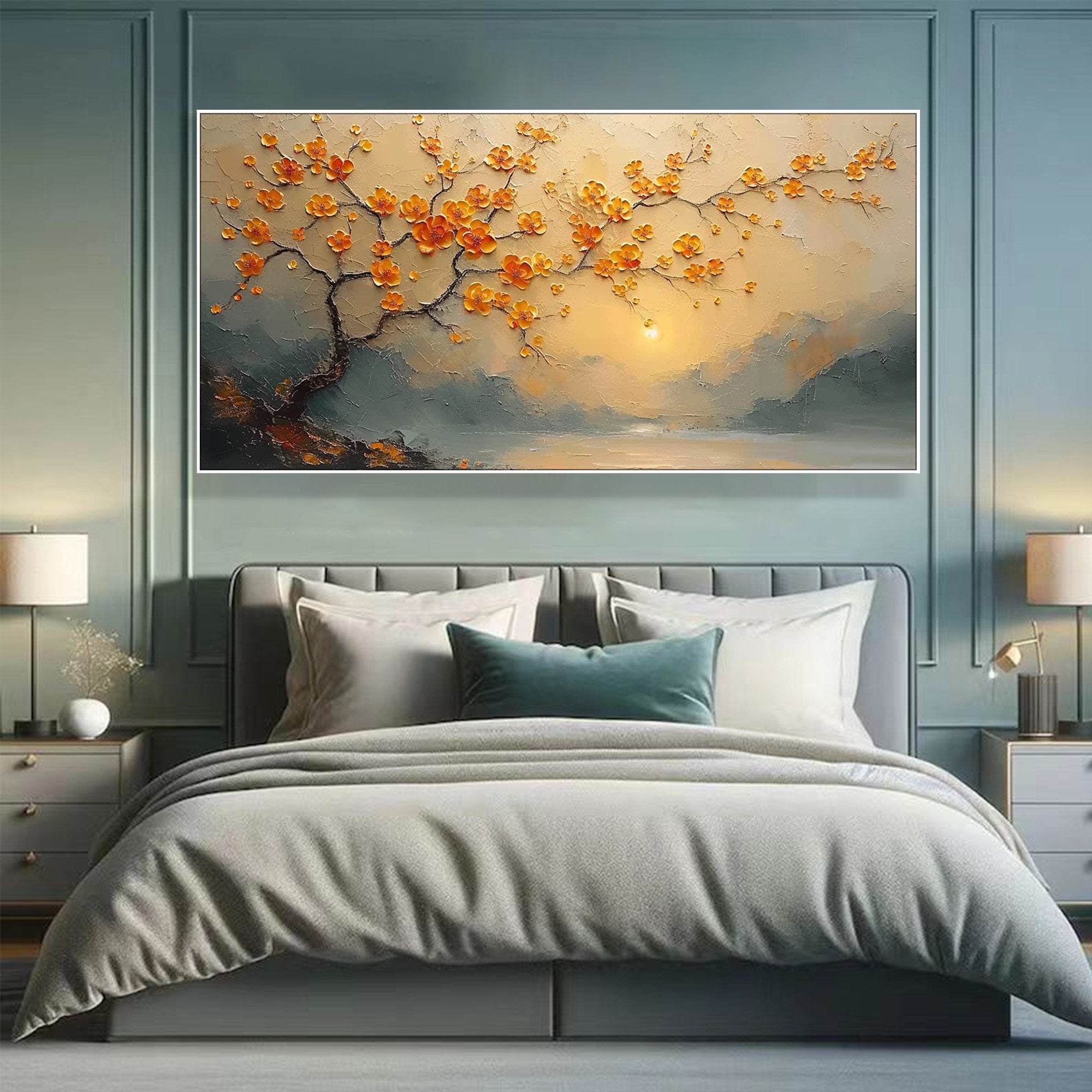 Textured Blossom Tree, Abstract Landscape Wall Art #MM292