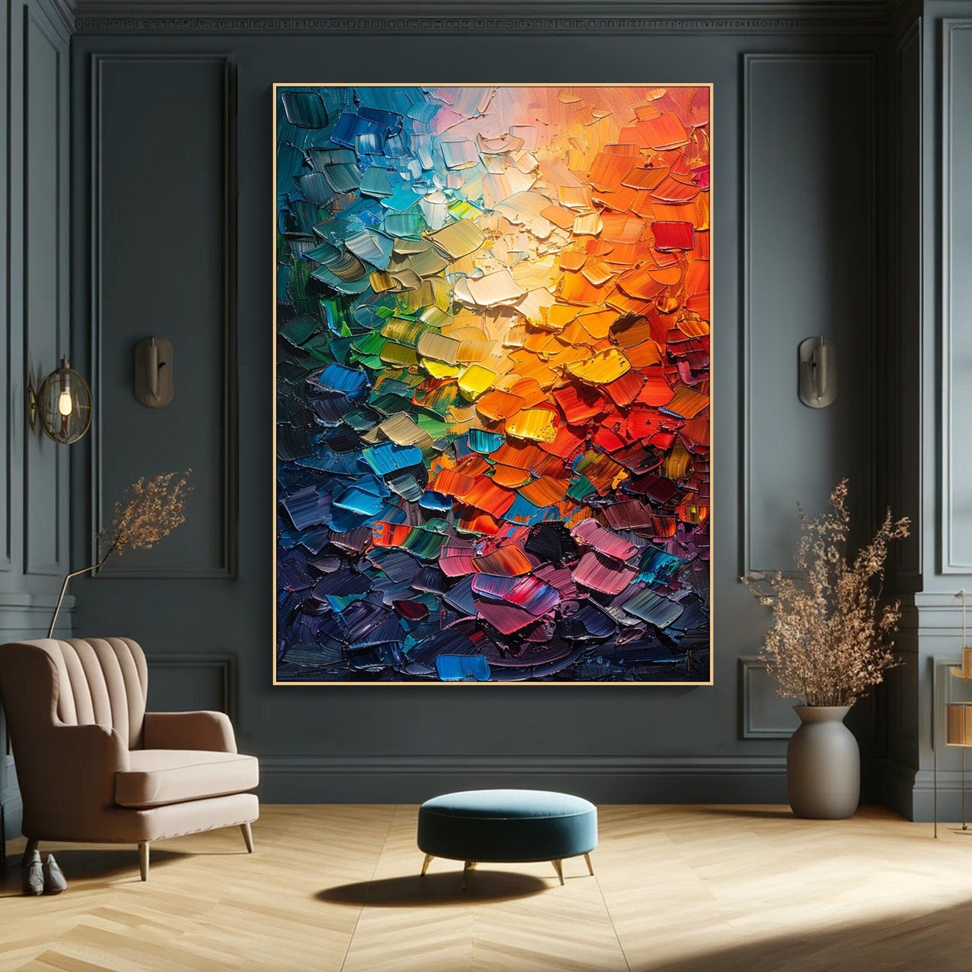 Colorful Abstract Palette Knife Canvas