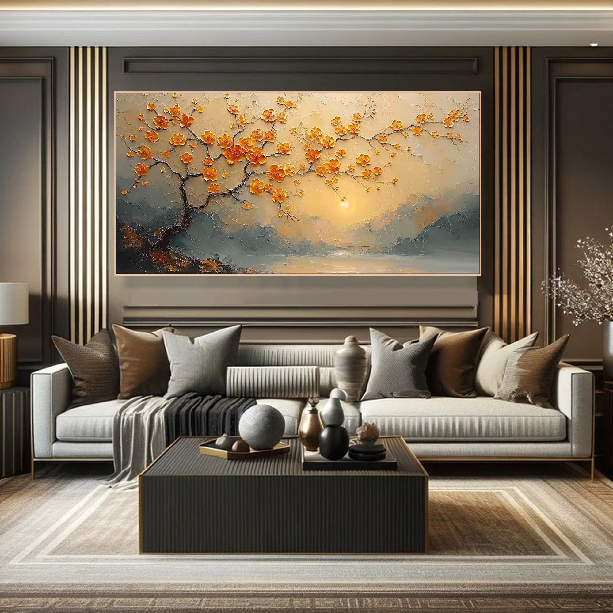 Textured Blossom Tree, Abstract Landscape Wall Art #MM292