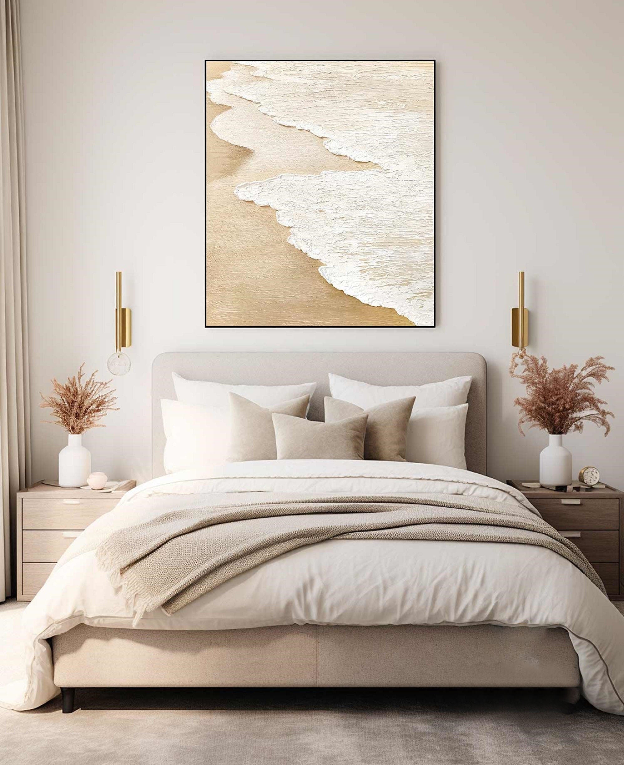 3D Ocean Painting: Textured Beige Beach Scene #MM198