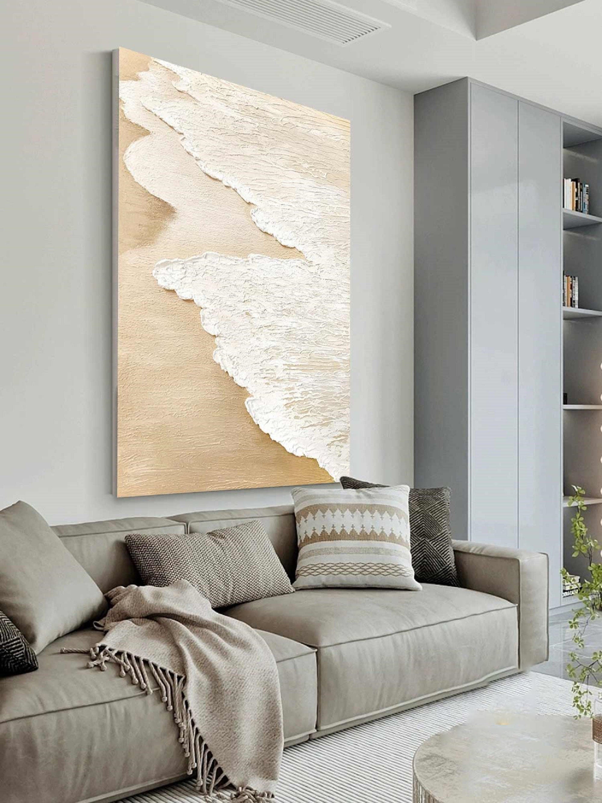 3D Ocean Painting: Textured Beige Beach Scene #MM198