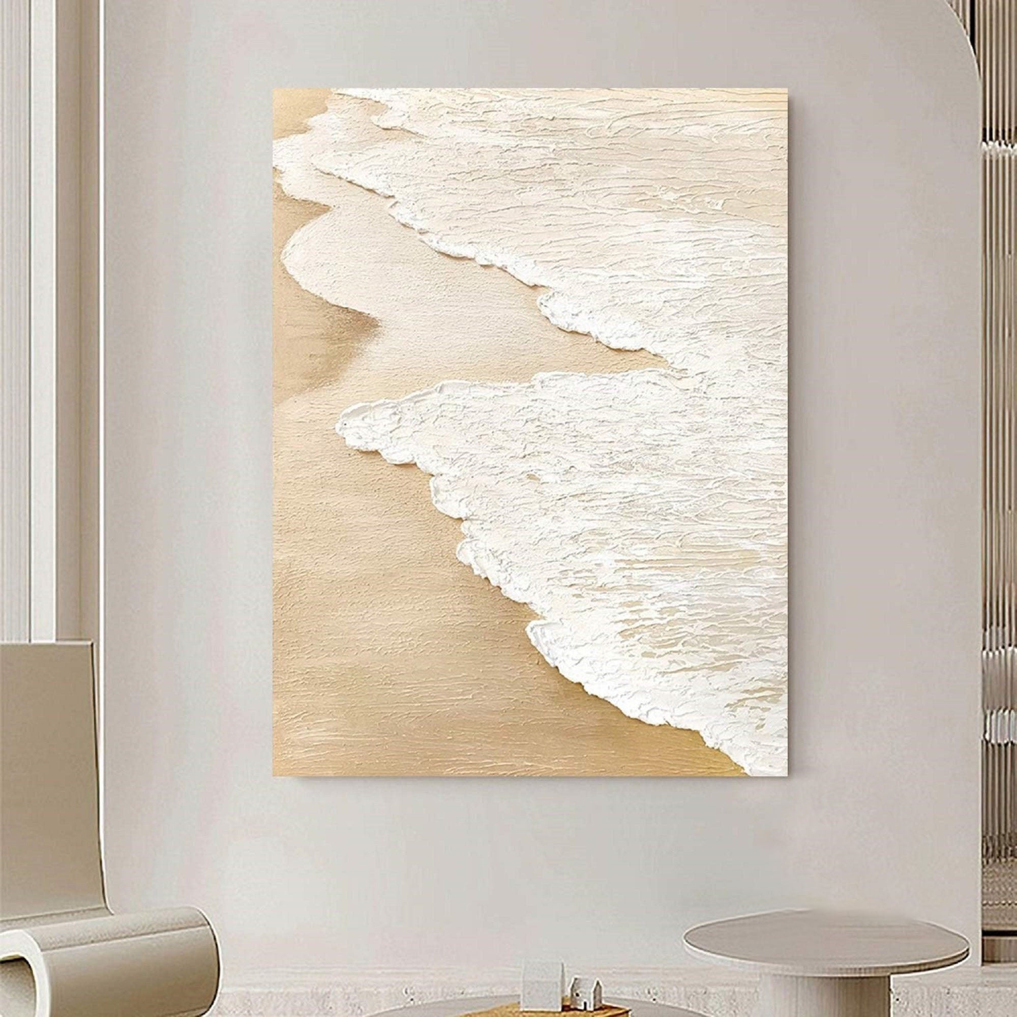 3D Ocean Painting: Textured Beige Beach Scene