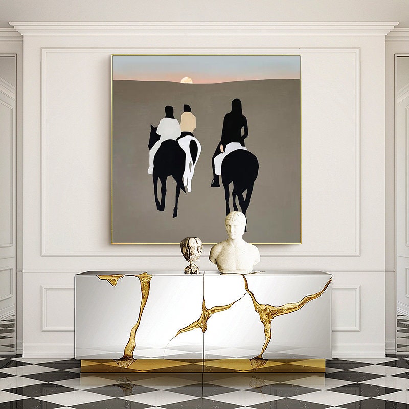 Horse & Rider Abstract - Modern Oil Painting, Home Decor#MM327