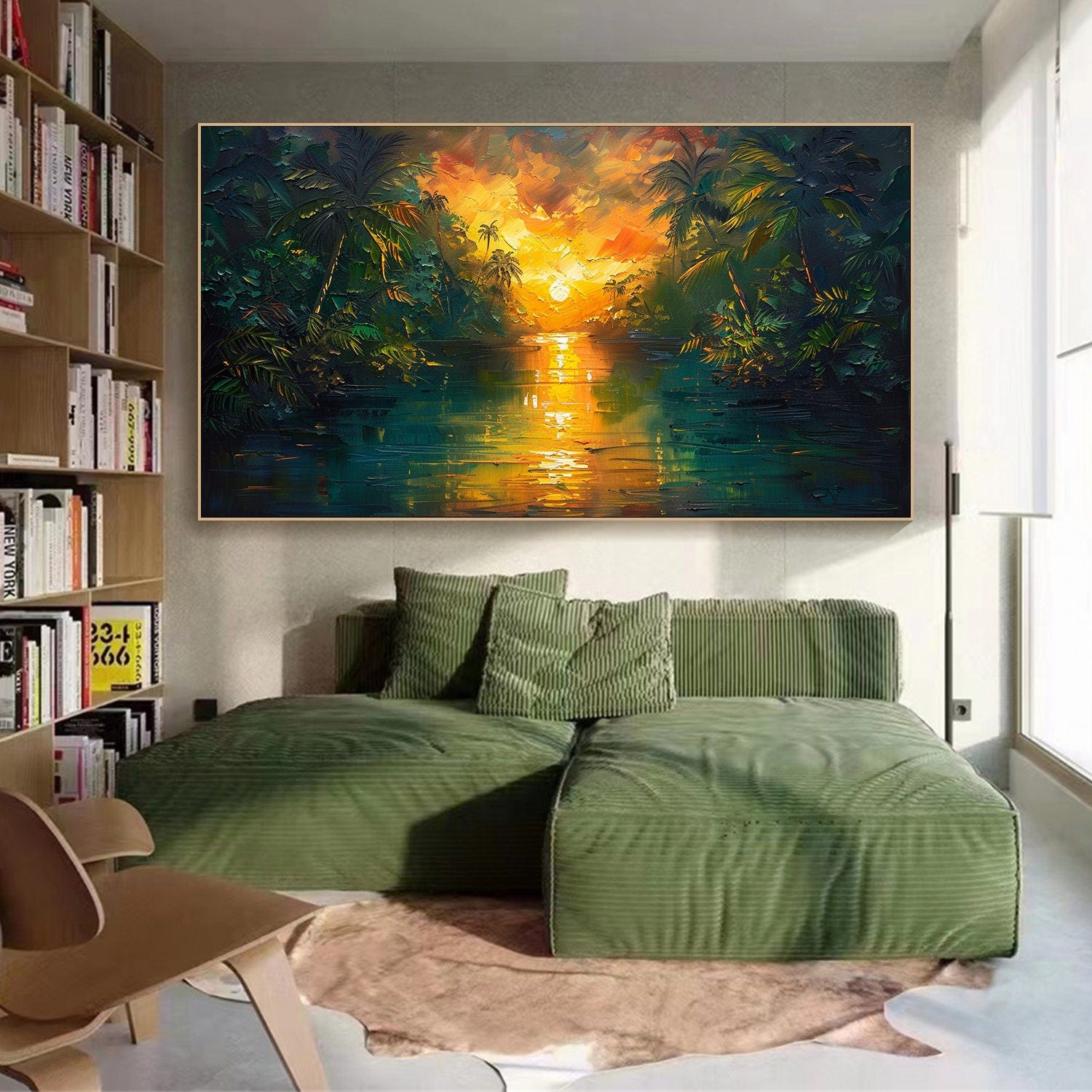 Tropical Sunset and Fiery Sky Reflection, Landscape Wall Art #MM316