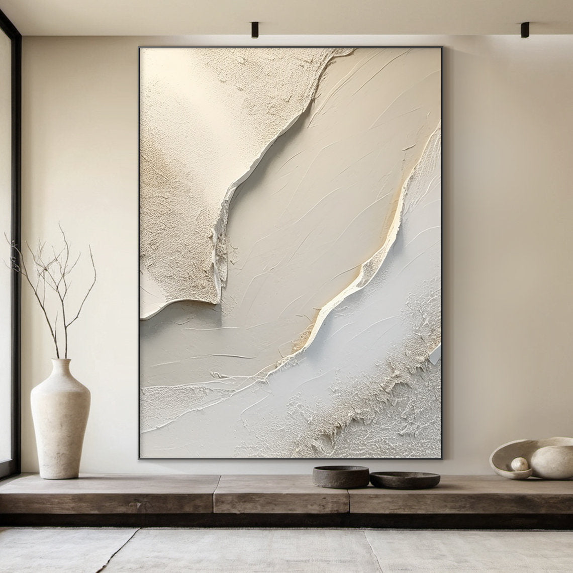 Large Abstract Cream Painting | KelorArt #AG 182