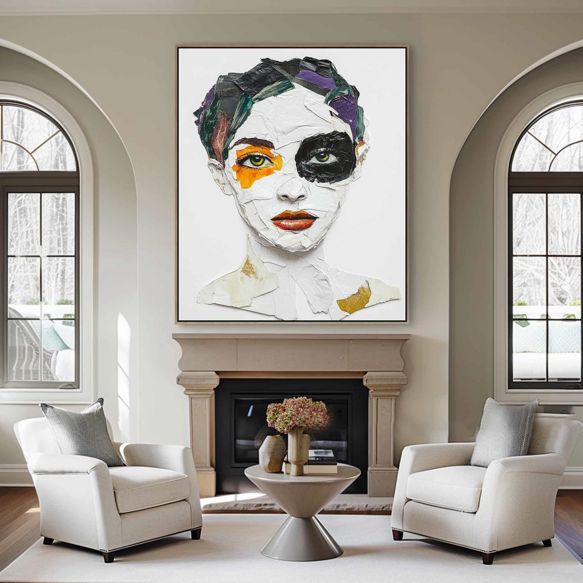 Large Textured Bold Figurative Portrait, Figurative Wall Art #HF025