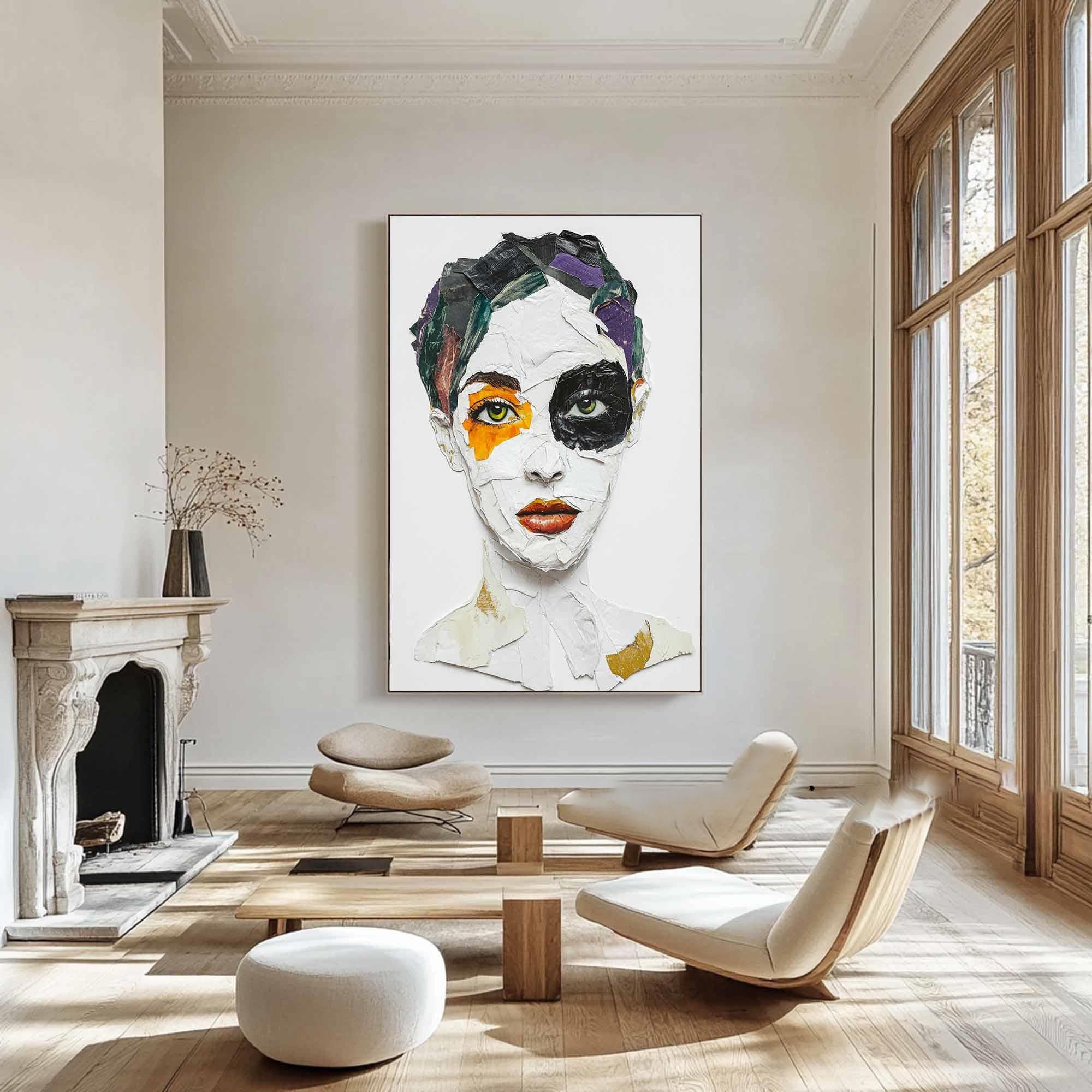 Large Textured Bold Figurative Portrait, Figurative Wall Art #HF025