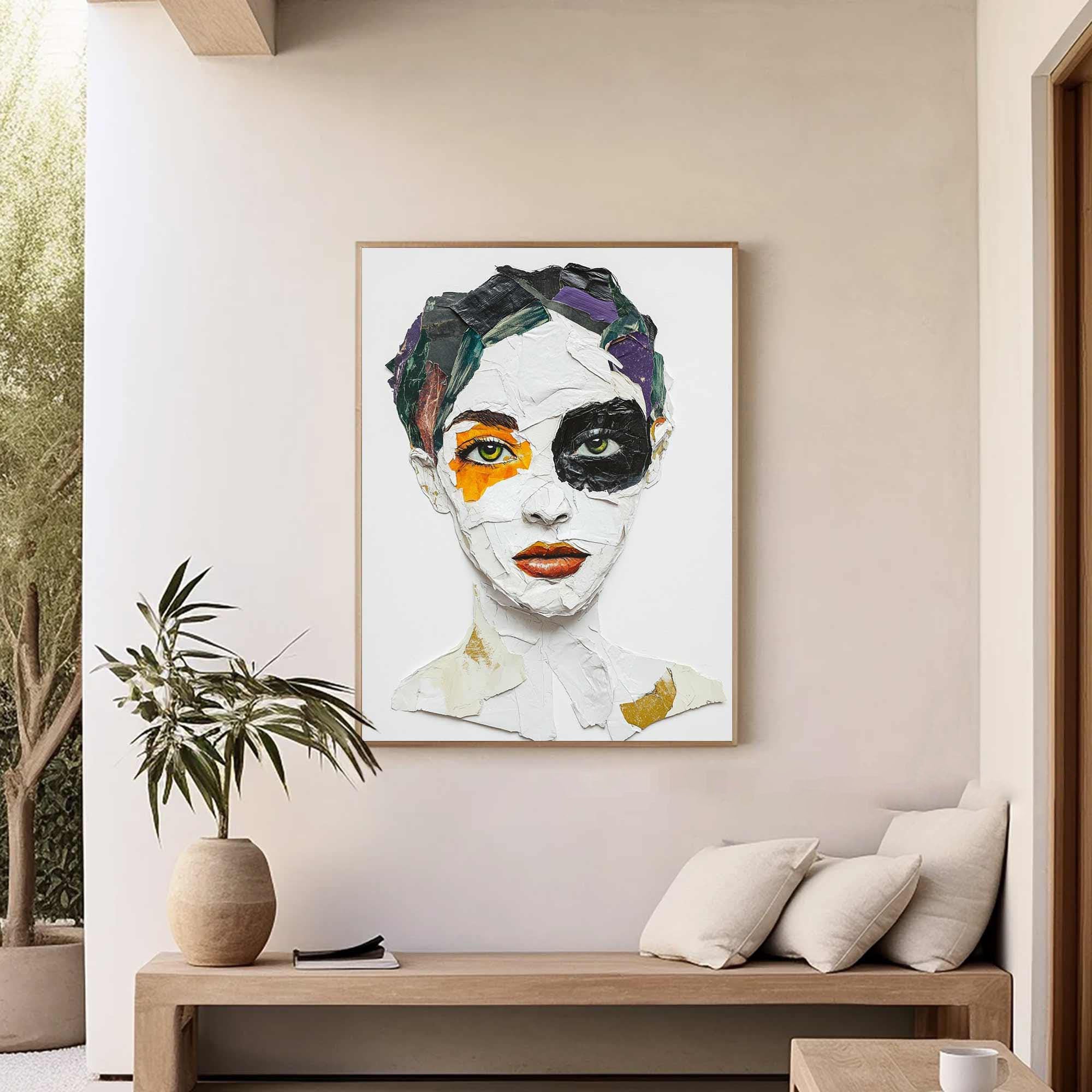 Large Textured Bold Figurative Portrait, Figurative Wall Art #HF025