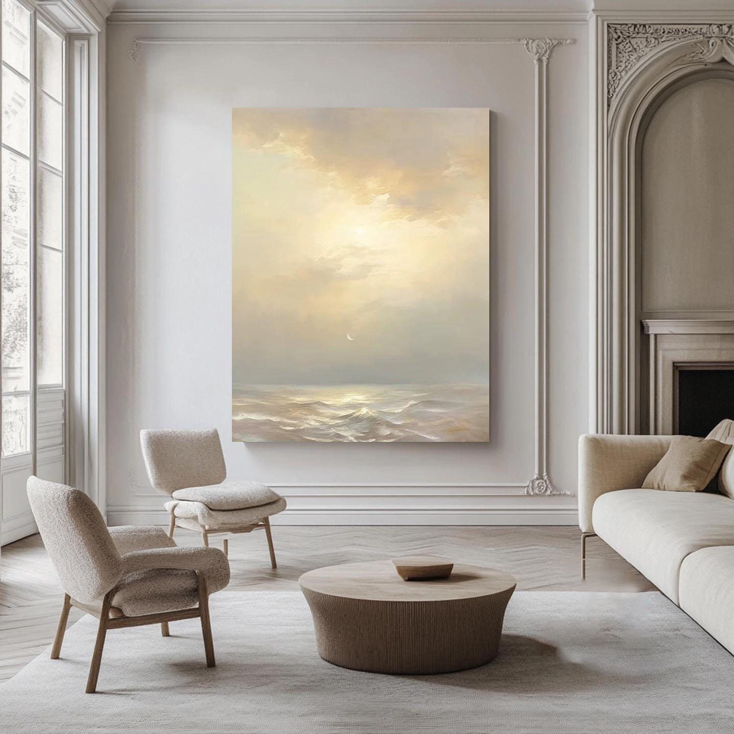 Large Ocean Sunset: Romantic Canvas Wall Art #MM199