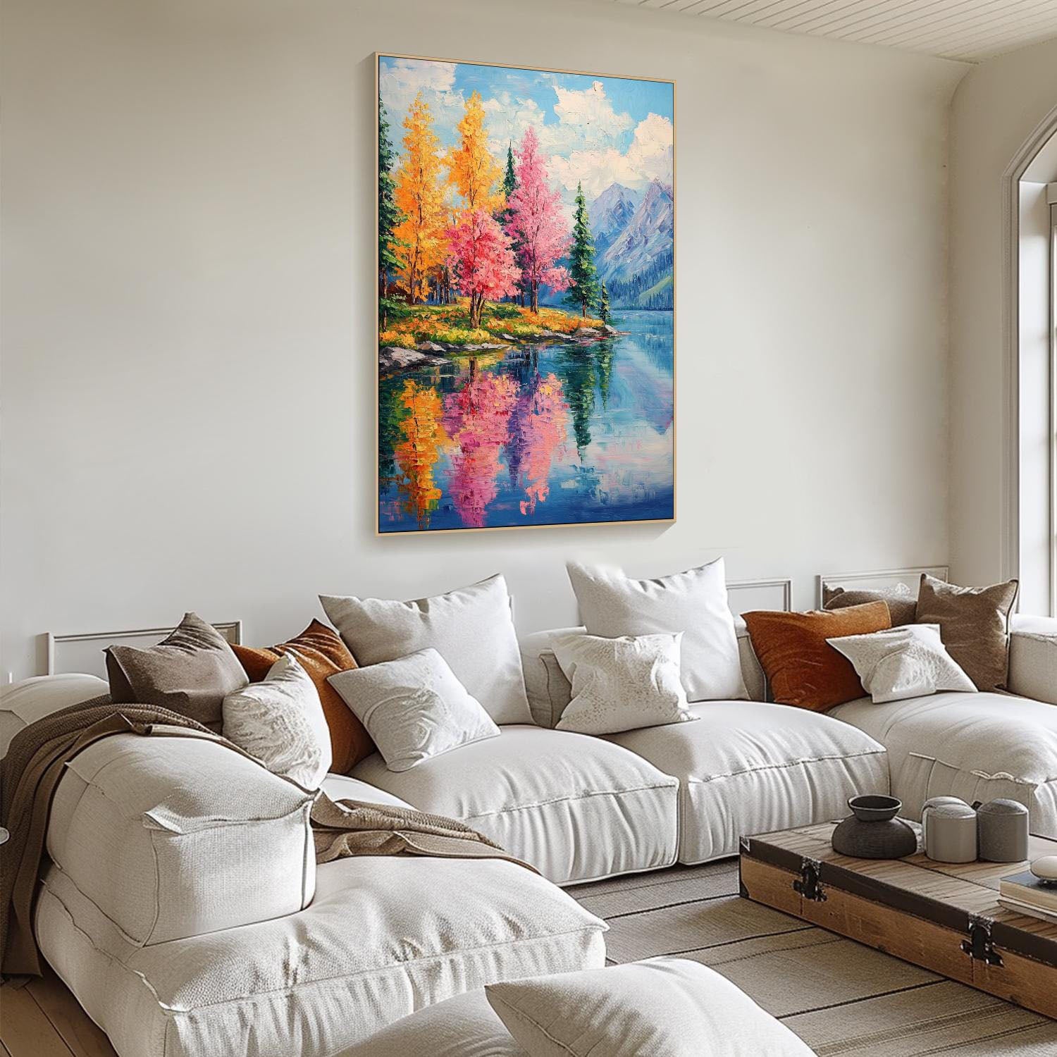 Mountain Lake Reflections, Colorful Contemporary Wall Art #MM328