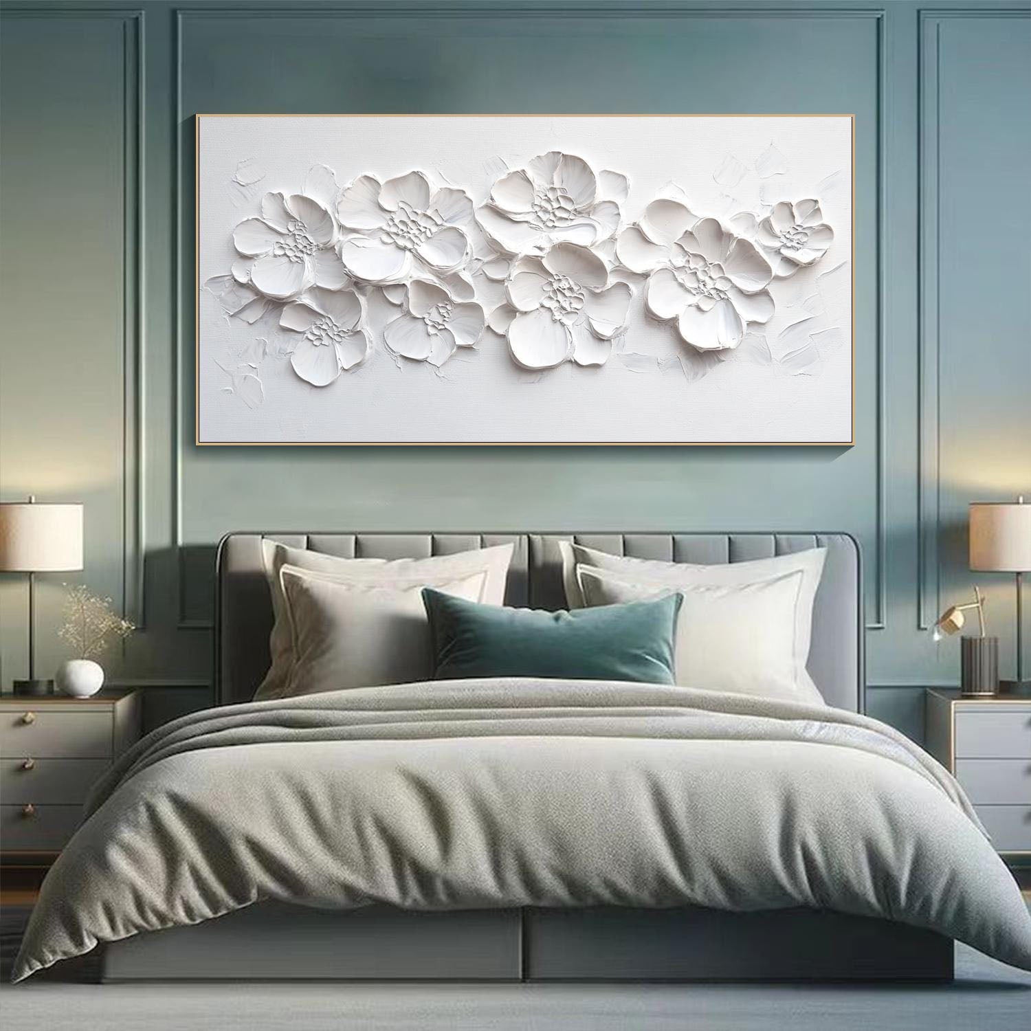 3D White Layered Flower Textured Abstract Wall Art #MM293