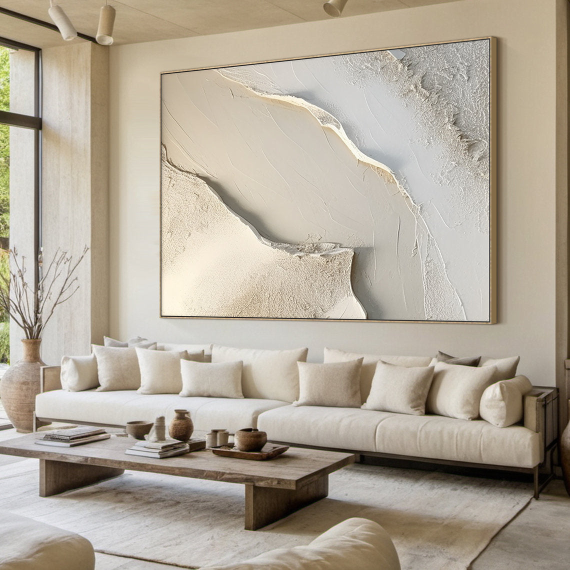 Large Abstract Cream Painting | KelorArt #AG 182