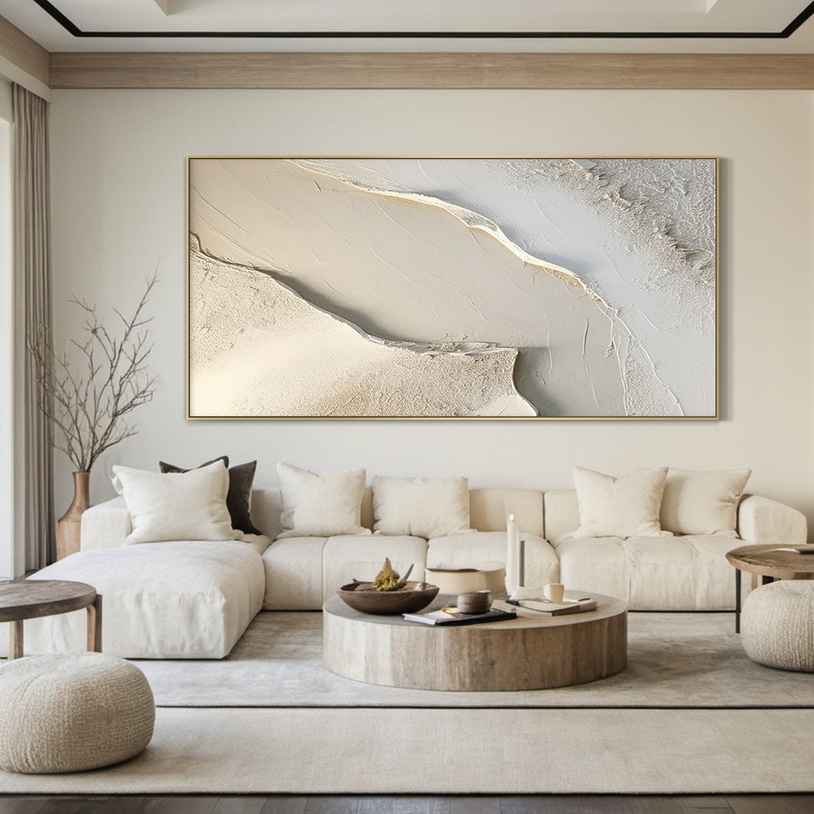 Large Abstract Cream Painting | KelorArt #AG 182
