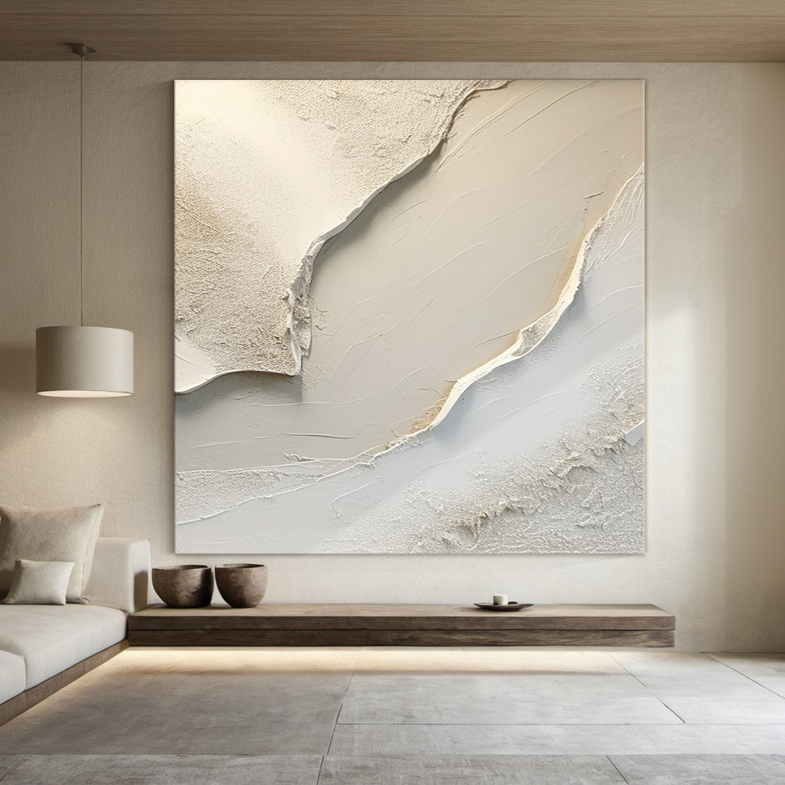 Large Abstract Cream Painting | KelorArt #AG 182