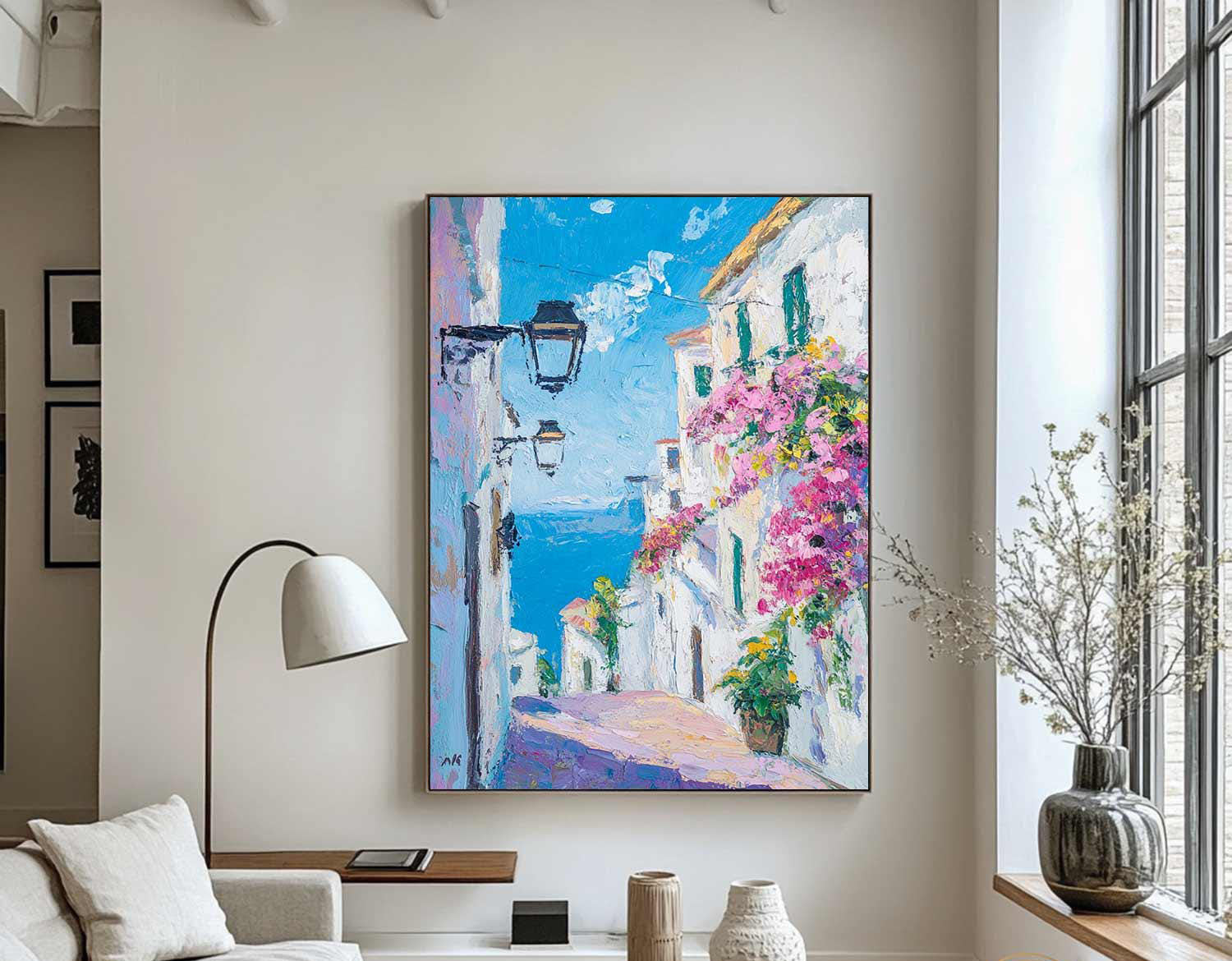 Sunny Street Scene: Colorful Canvas Art  #MM201