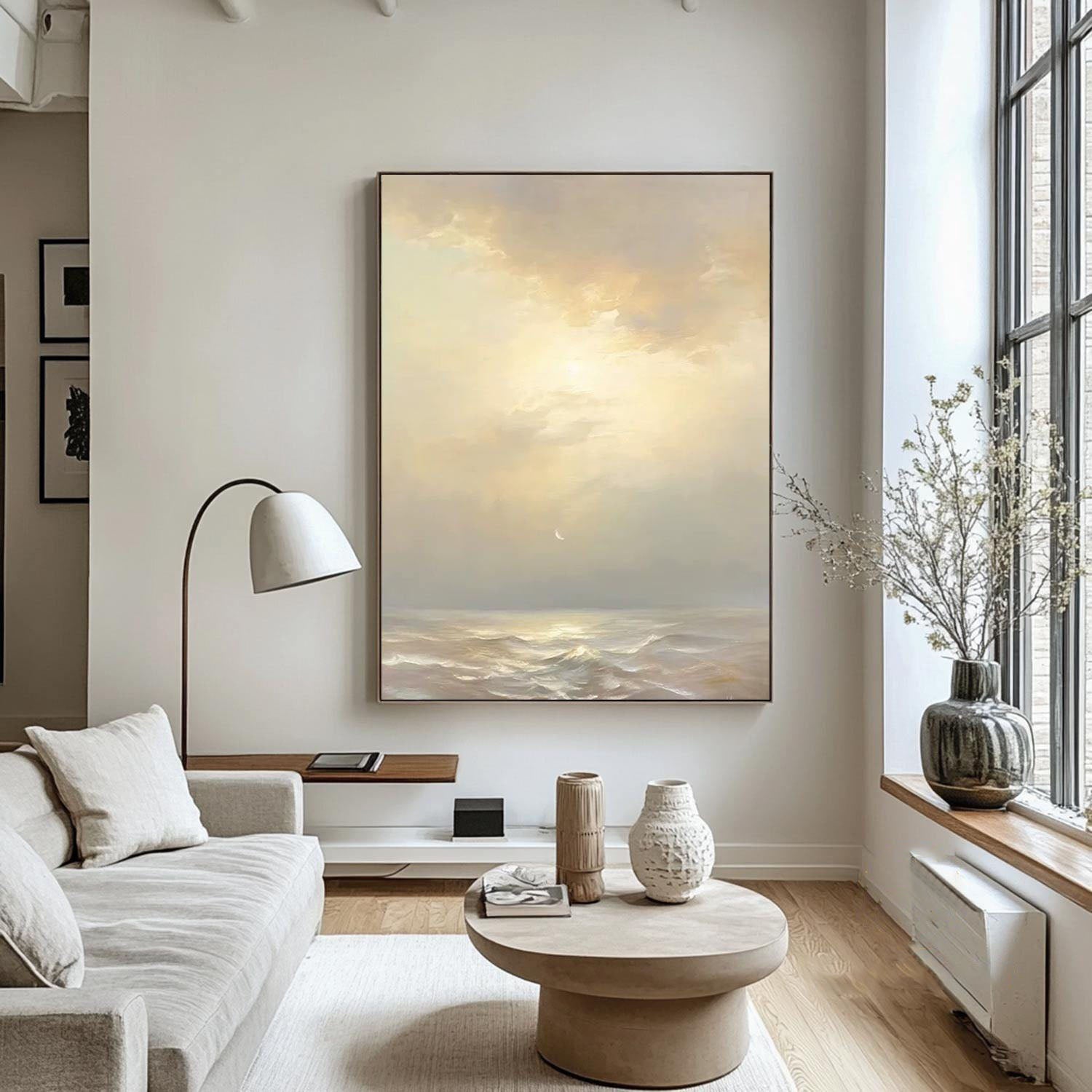 Large Ocean Sunset: Romantic Canvas Wall Art #MM199