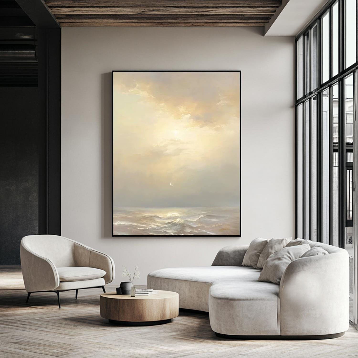 Large Ocean Sunset: Romantic Canvas Wall Art #MM199