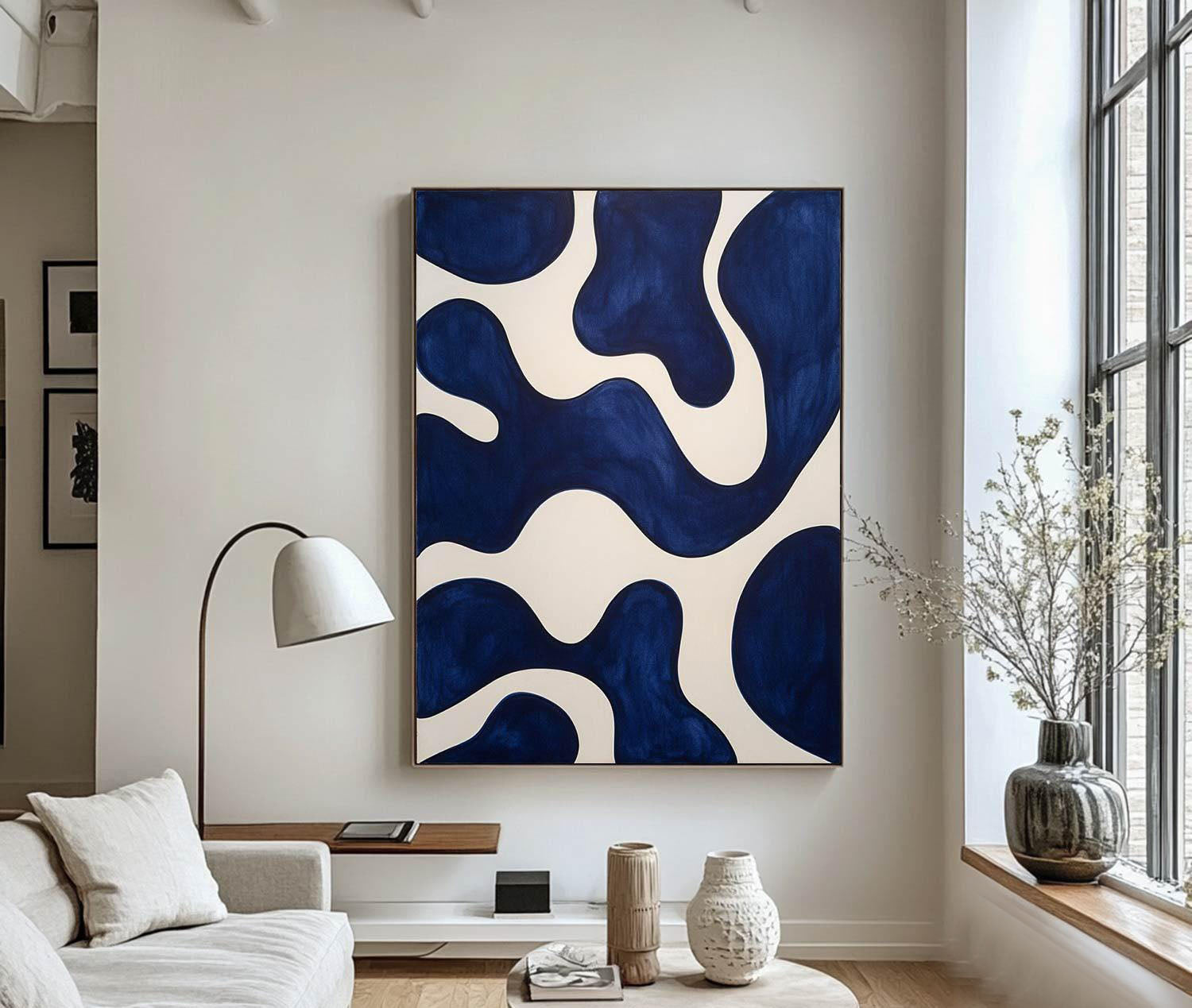 Blue & Beige Abstract: Modern Canvas Art #MM200