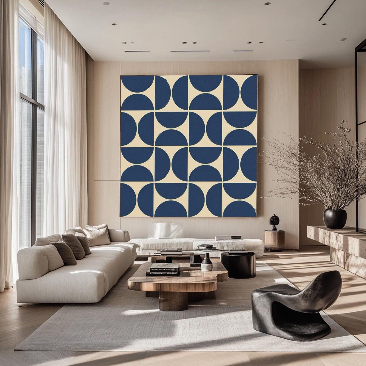 Contemporary Geometric Abstract Artwork with Medieval-Style Wall Decoration Elements #MM258